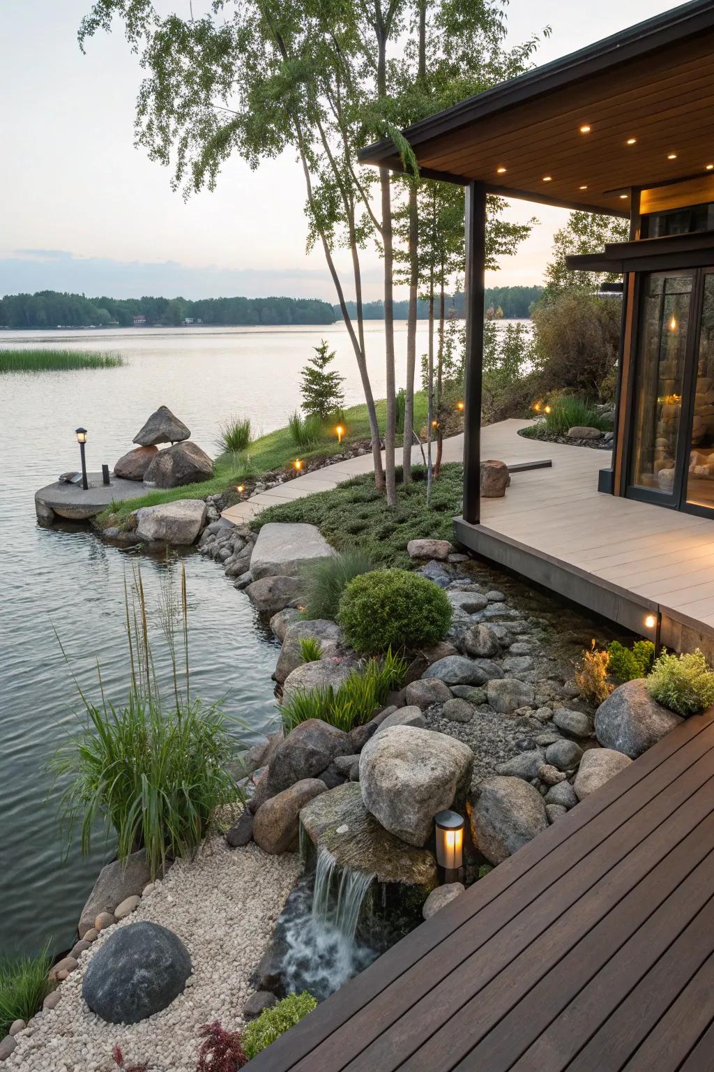 A Zen-inspired space on a deck, perfect for relaxation.