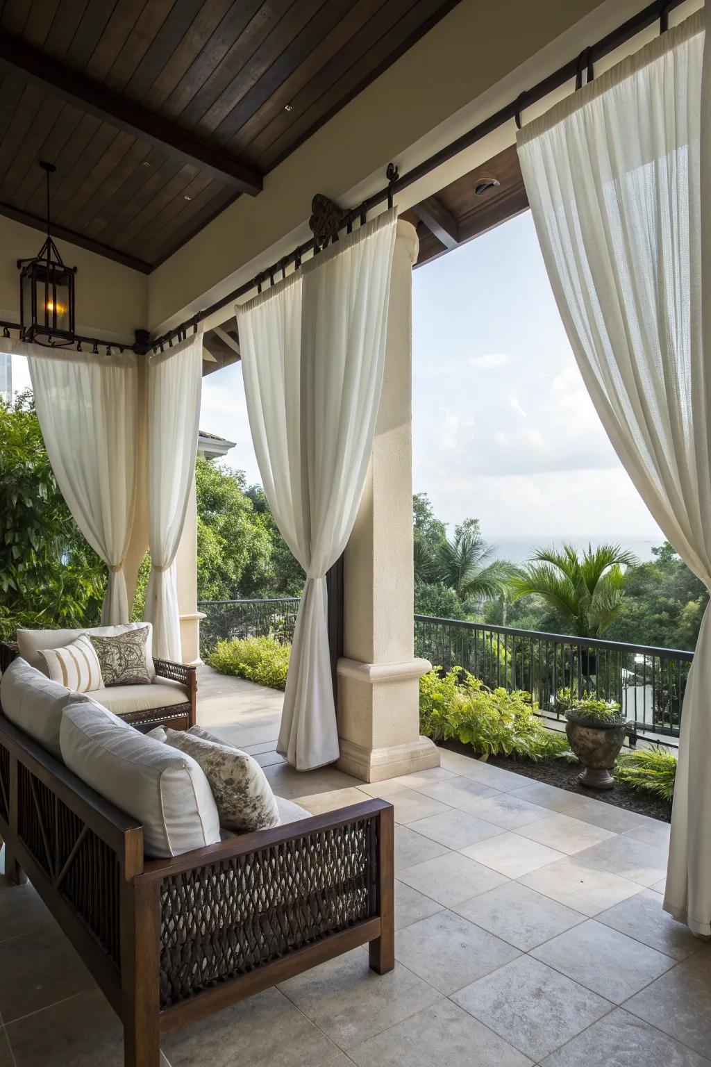 Ensure privacy with stylish curtains or screens on your lanai.