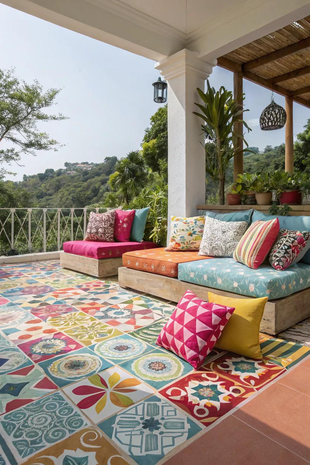 Make a statement with bold color palettes on your lanai.