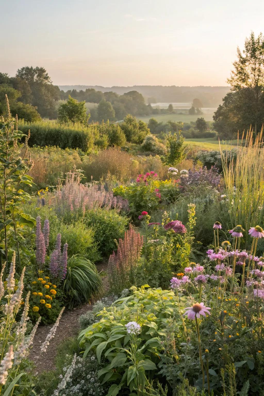 A garden flourishing with native plants.