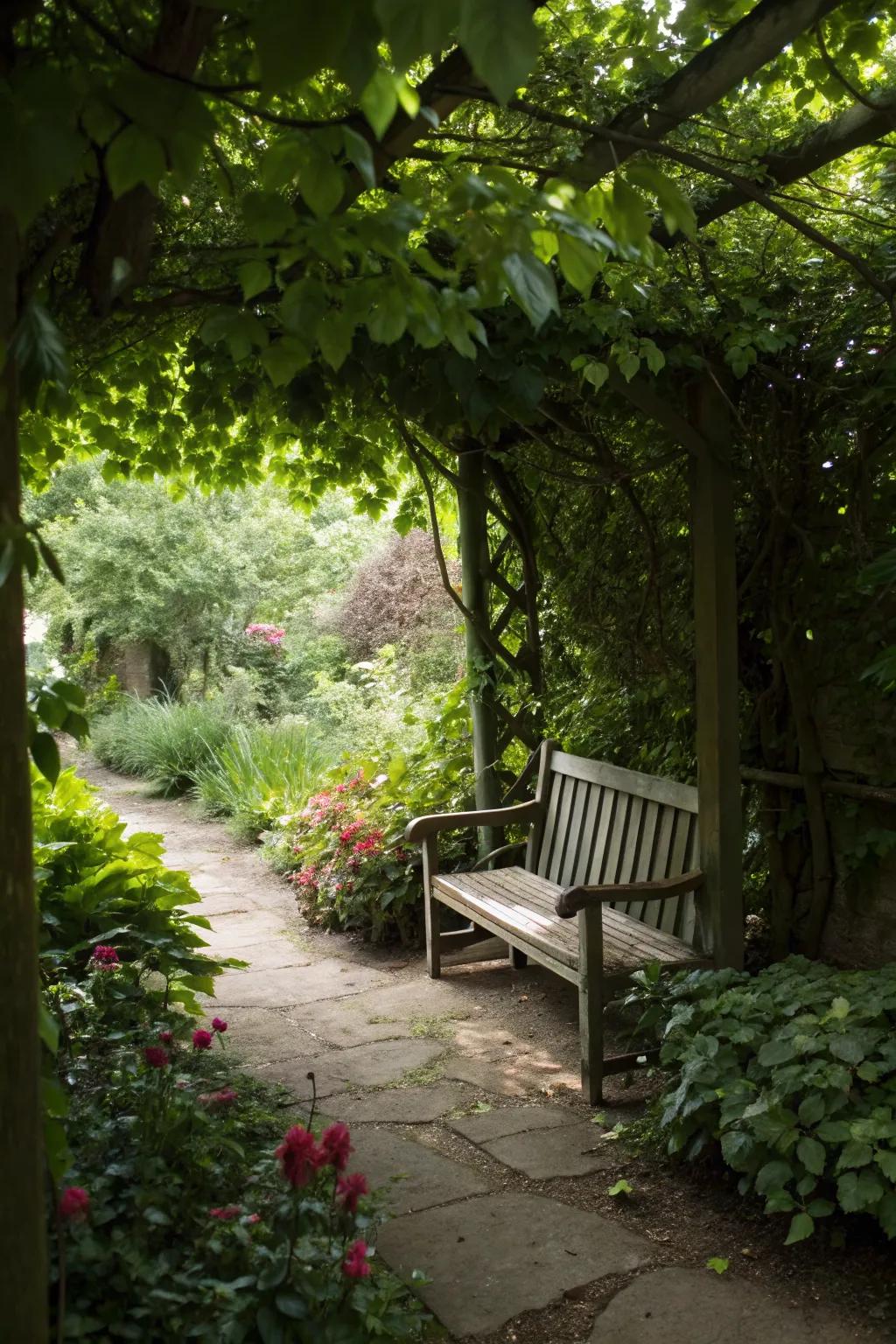 A secret garden nook perfect for solitude and relaxation.