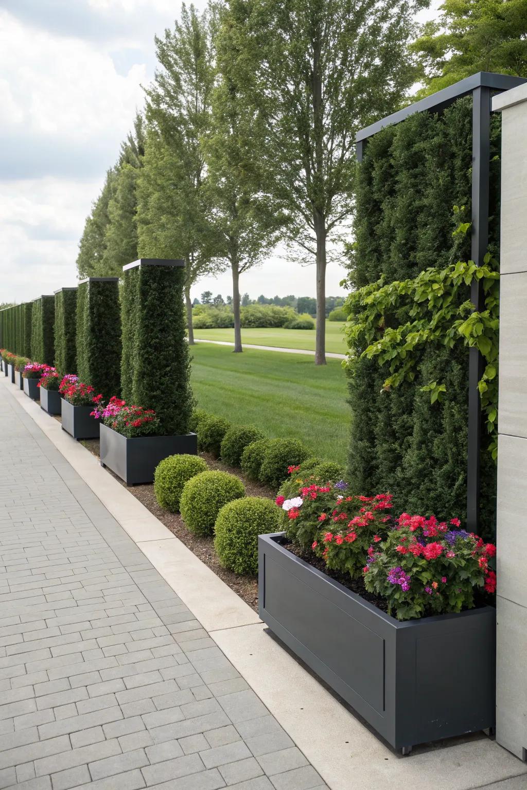 Privacy screens create intimate and inviting spaces.