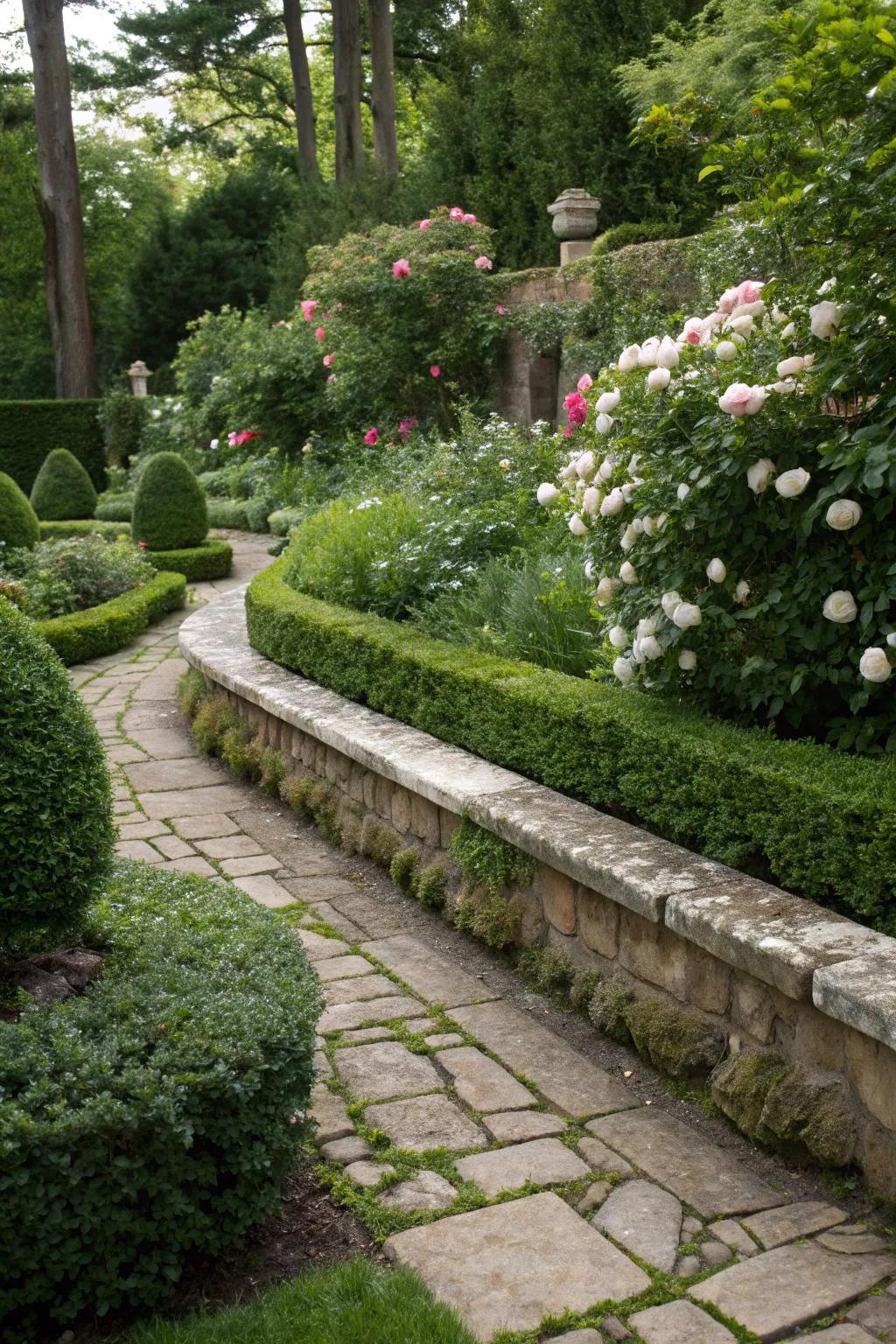 Sophisticated double stone edging for modern gardens.