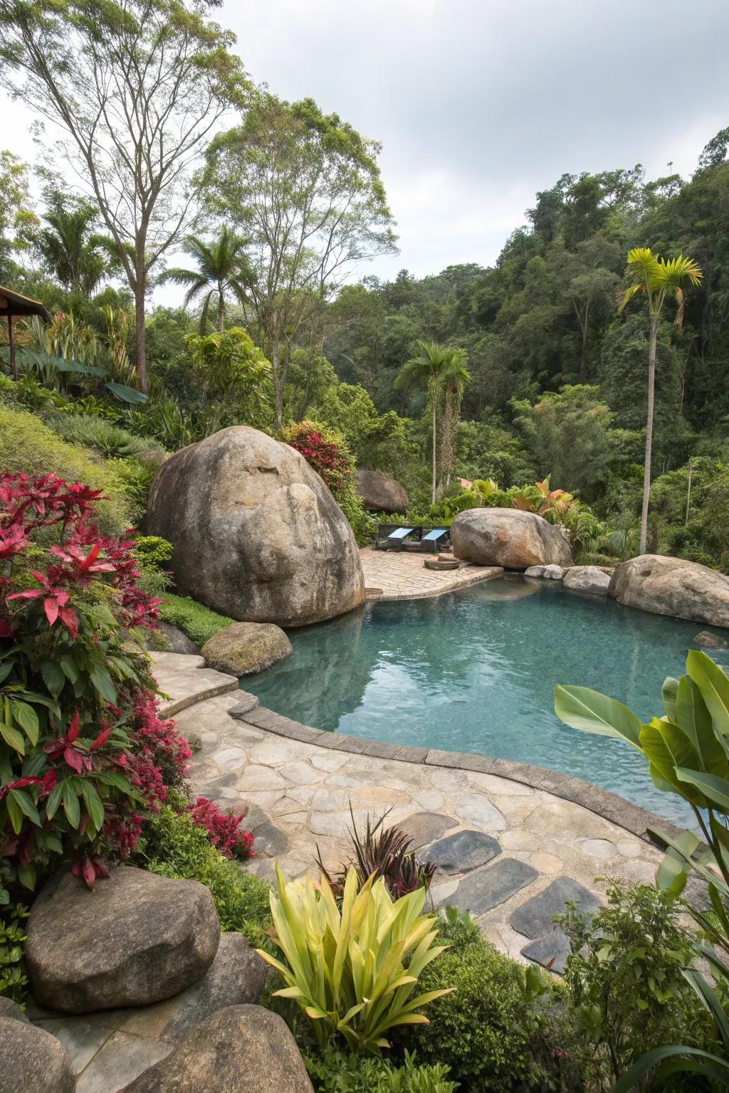 Make a statement with rugged boulder features.