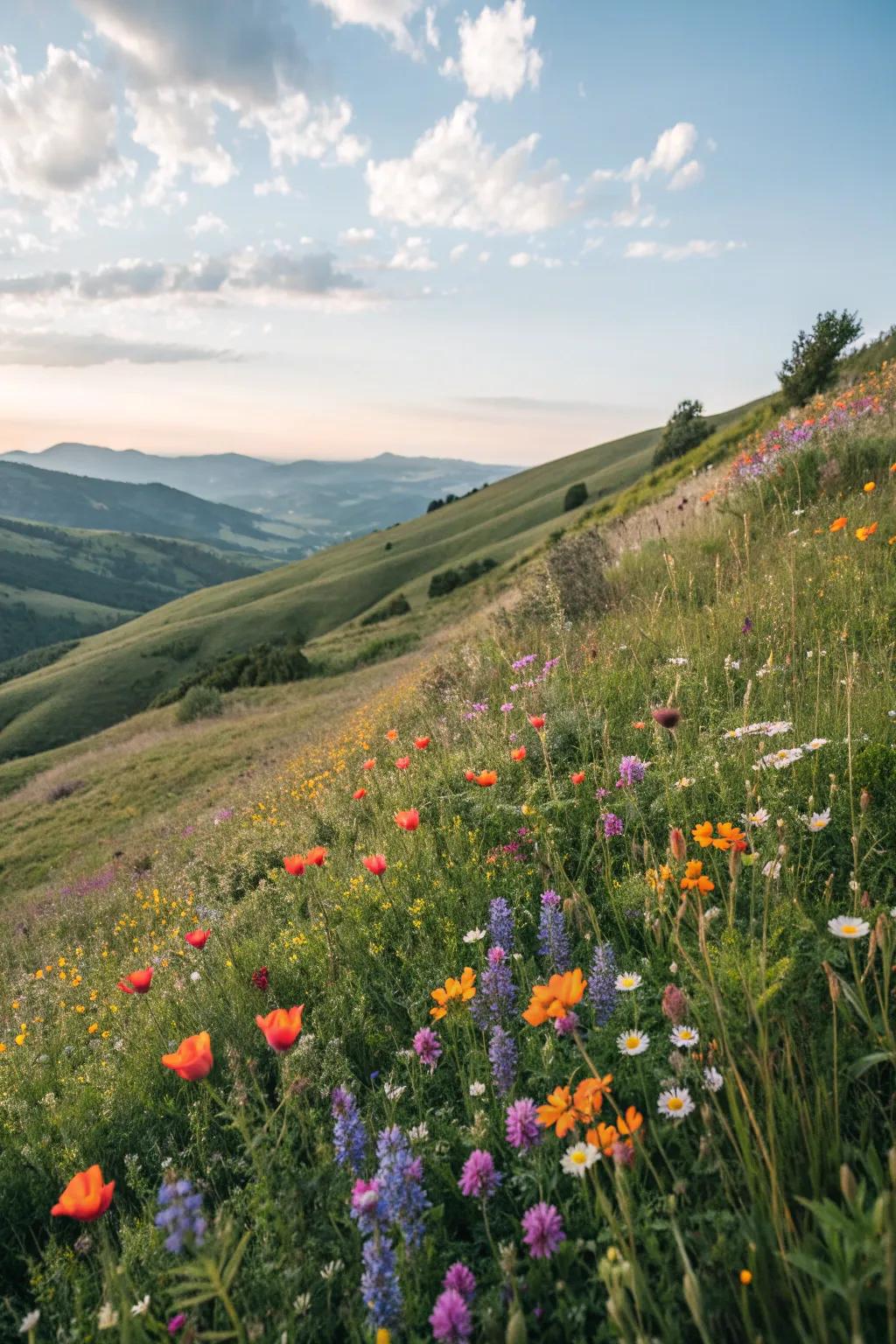 Wildflower meadows provide color and support pollinators.