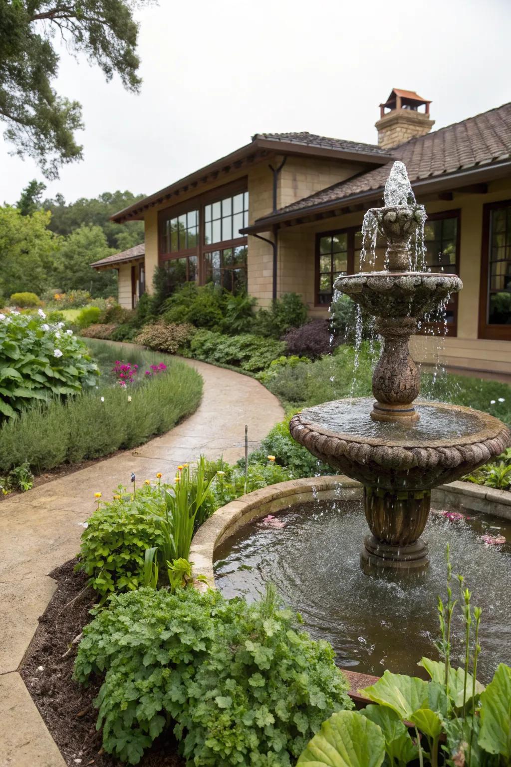 Water features add tranquility and focus