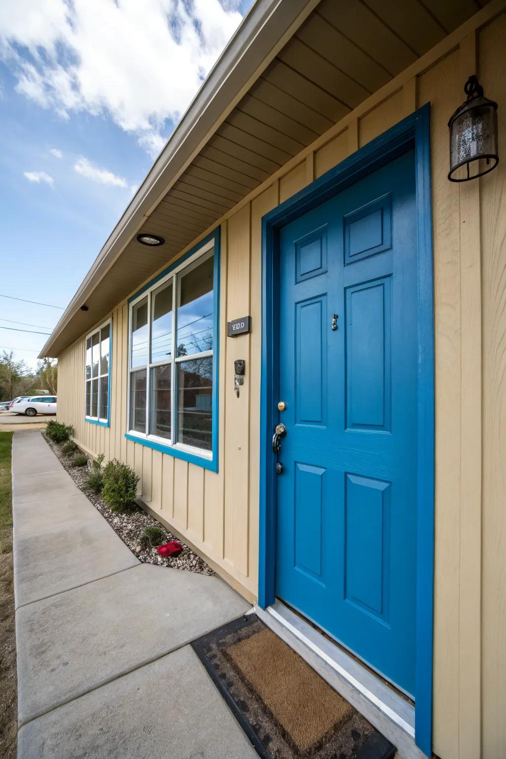 A bold front door makes a striking first impression.