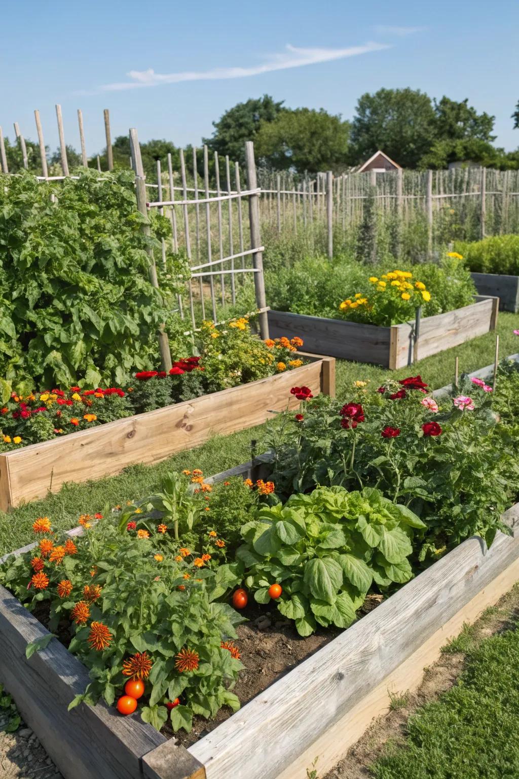 Raised garden beds offer convenience and style for gardening.