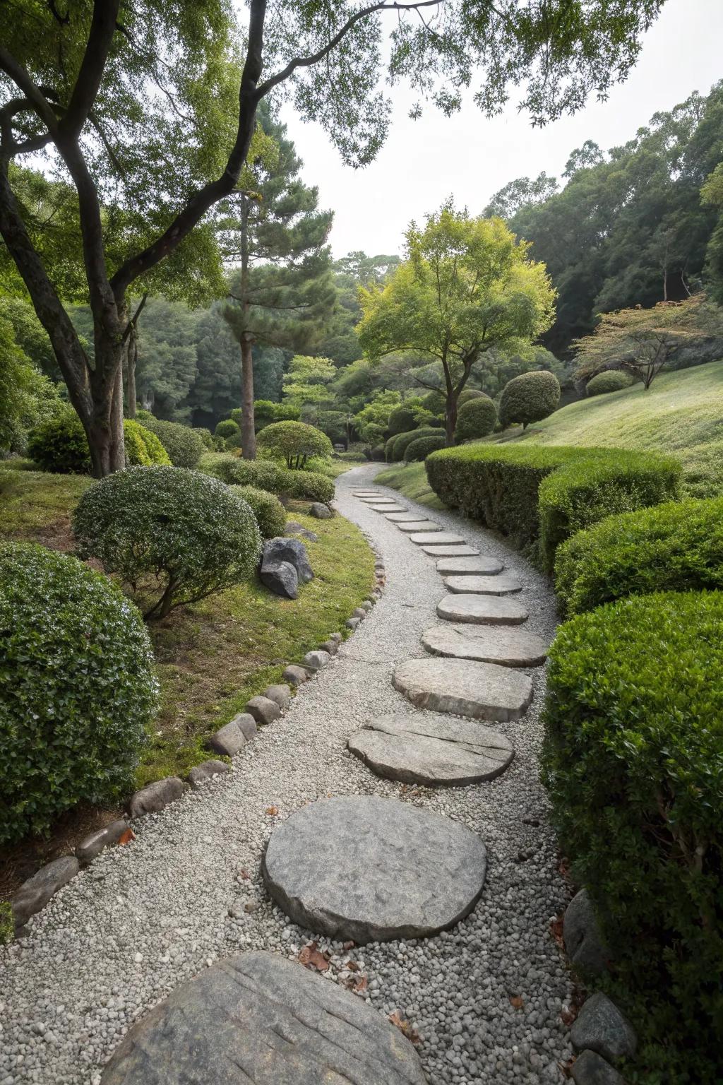 Zen pathways create peaceful retreats within your garden.