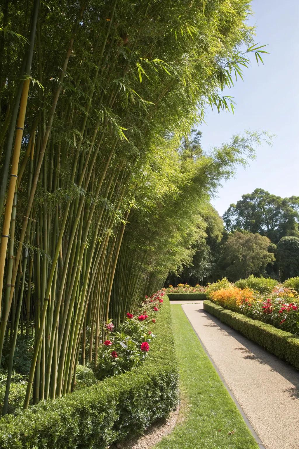Bamboo windbreaks offer protection and enhance garden comfort.
