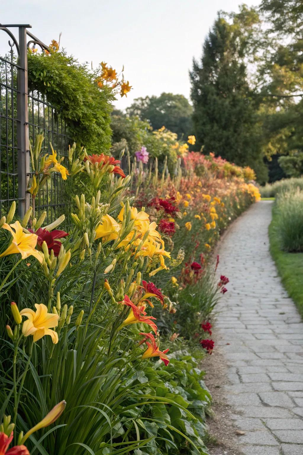 Daylilies providing privacy and color.