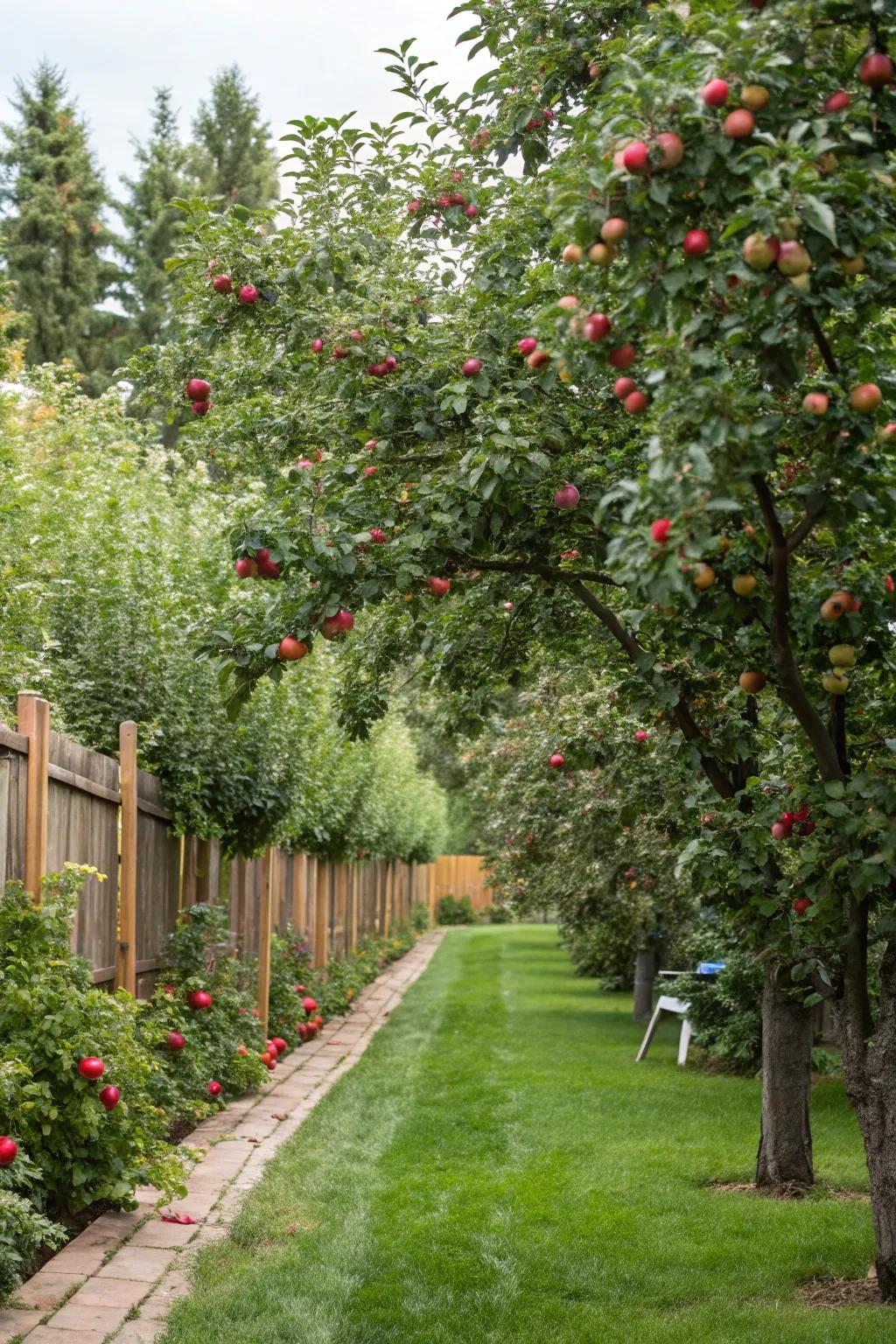 Enjoy privacy and produce with a living fruit tree screen.