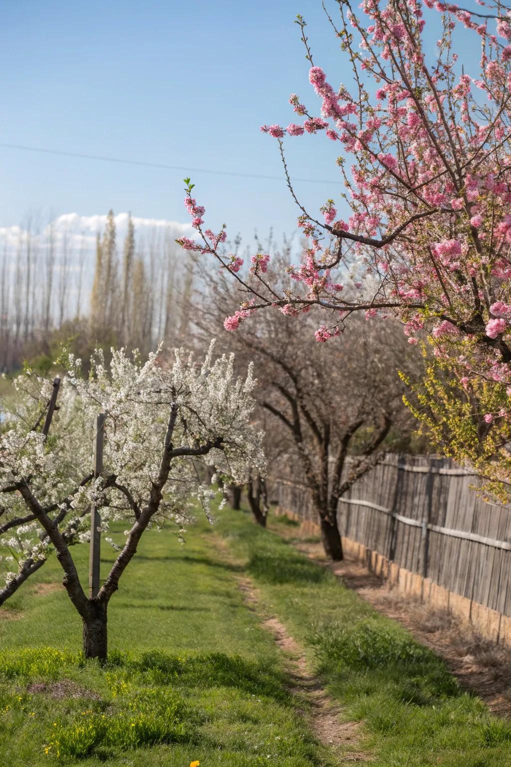 A fruit orchard provides fresh produce and beauty.