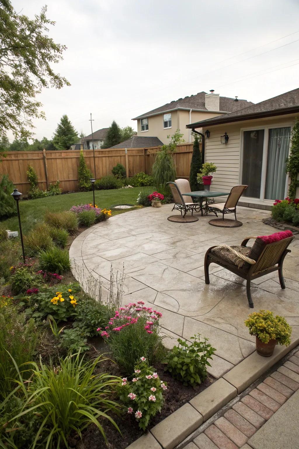 Stamped concrete patios provide an elegant look for less.