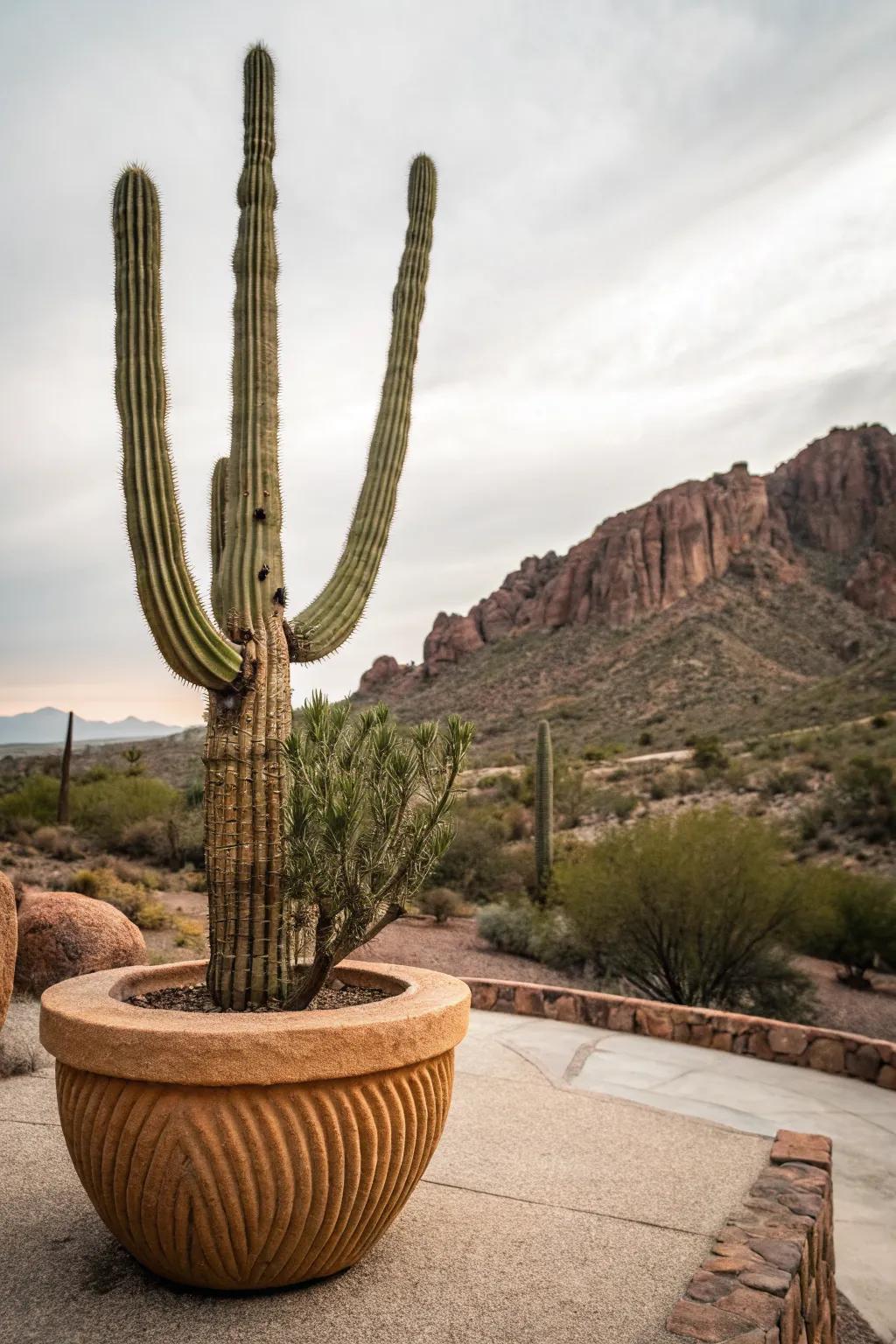 Sandstone planters bring a desert oasis vibe to any space.