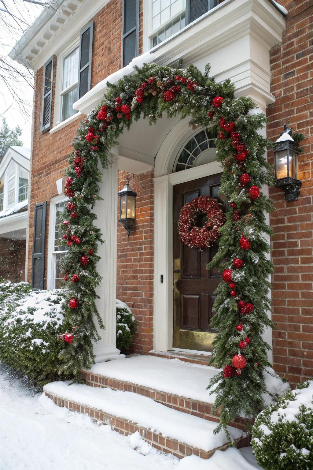 A matching garland perfectly complements this festive wreath.