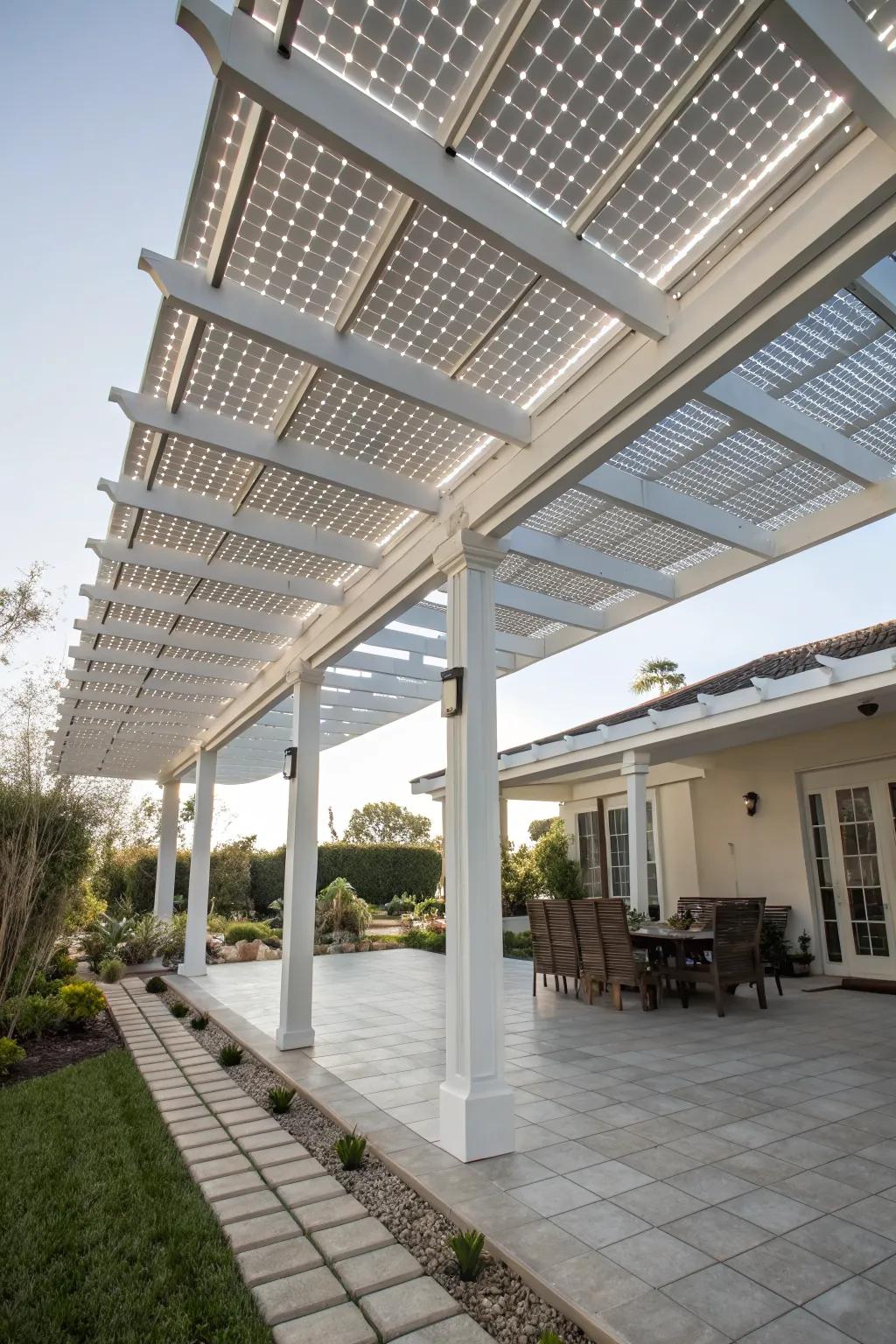 Harness the sun with solar-powered lattice covers.