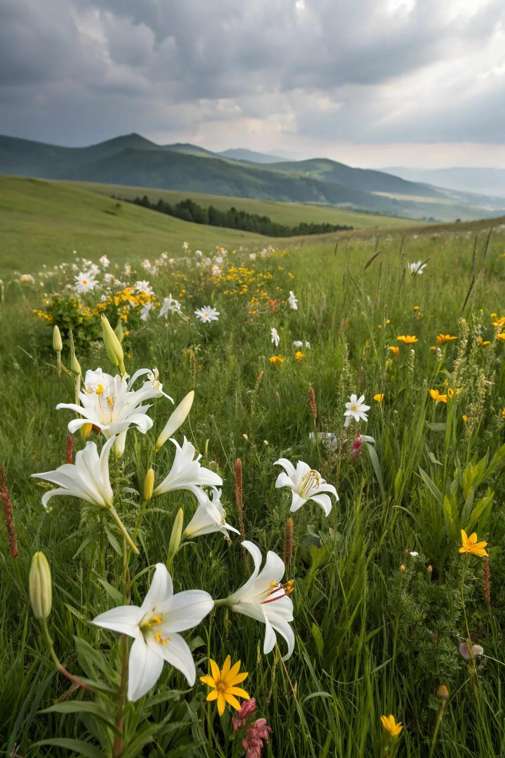 Lilies adding wild beauty to a meadow.