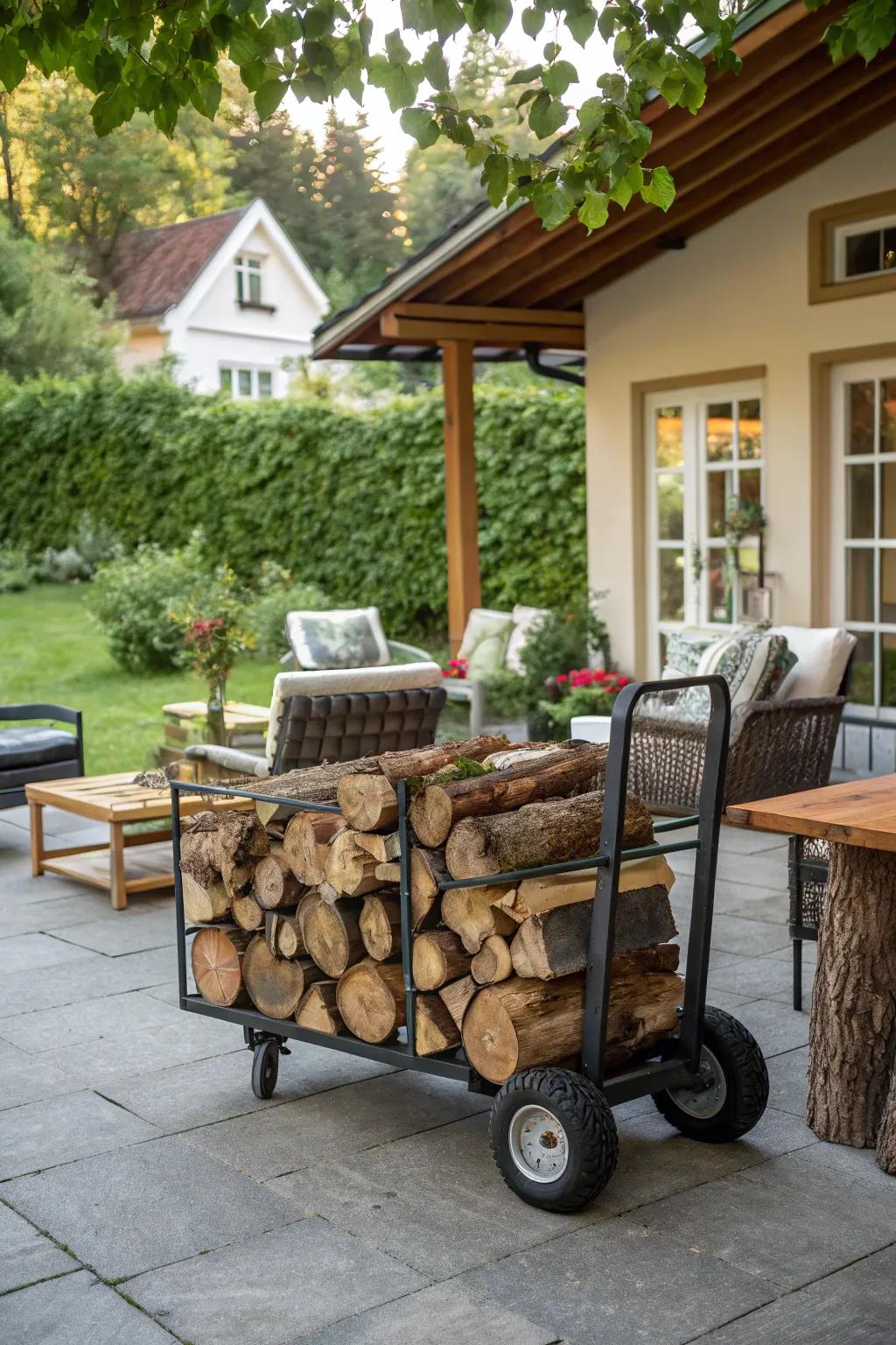 Enjoy the flexibility of a mobile log cart.