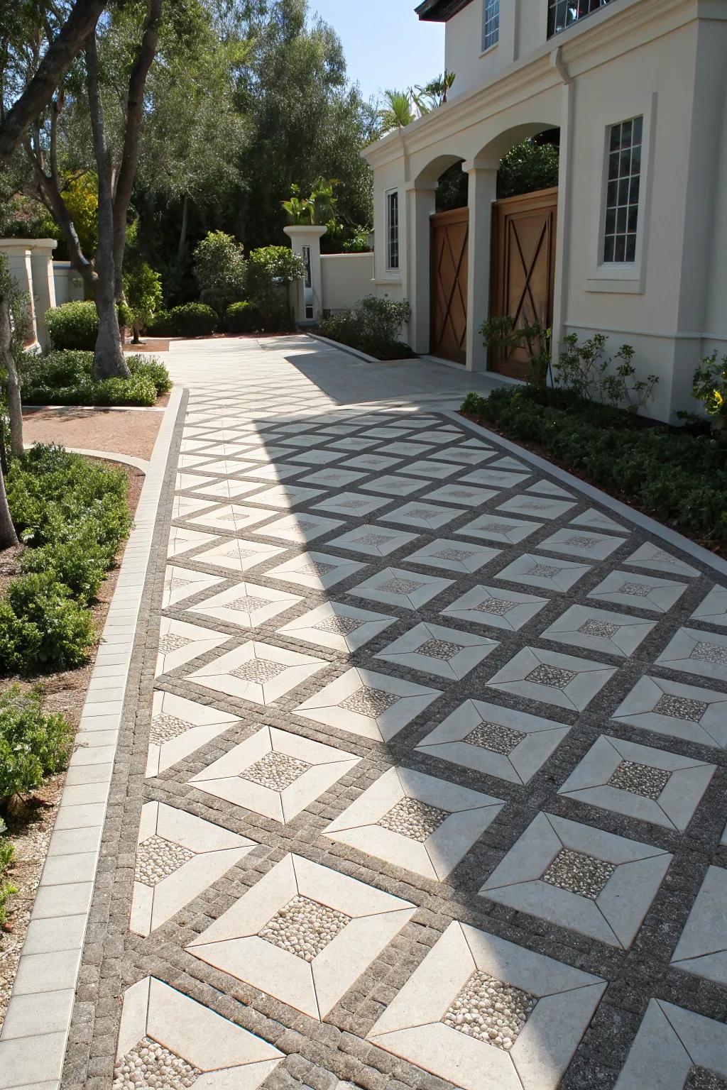 Geometric paver patterns bring modern style to your driveway