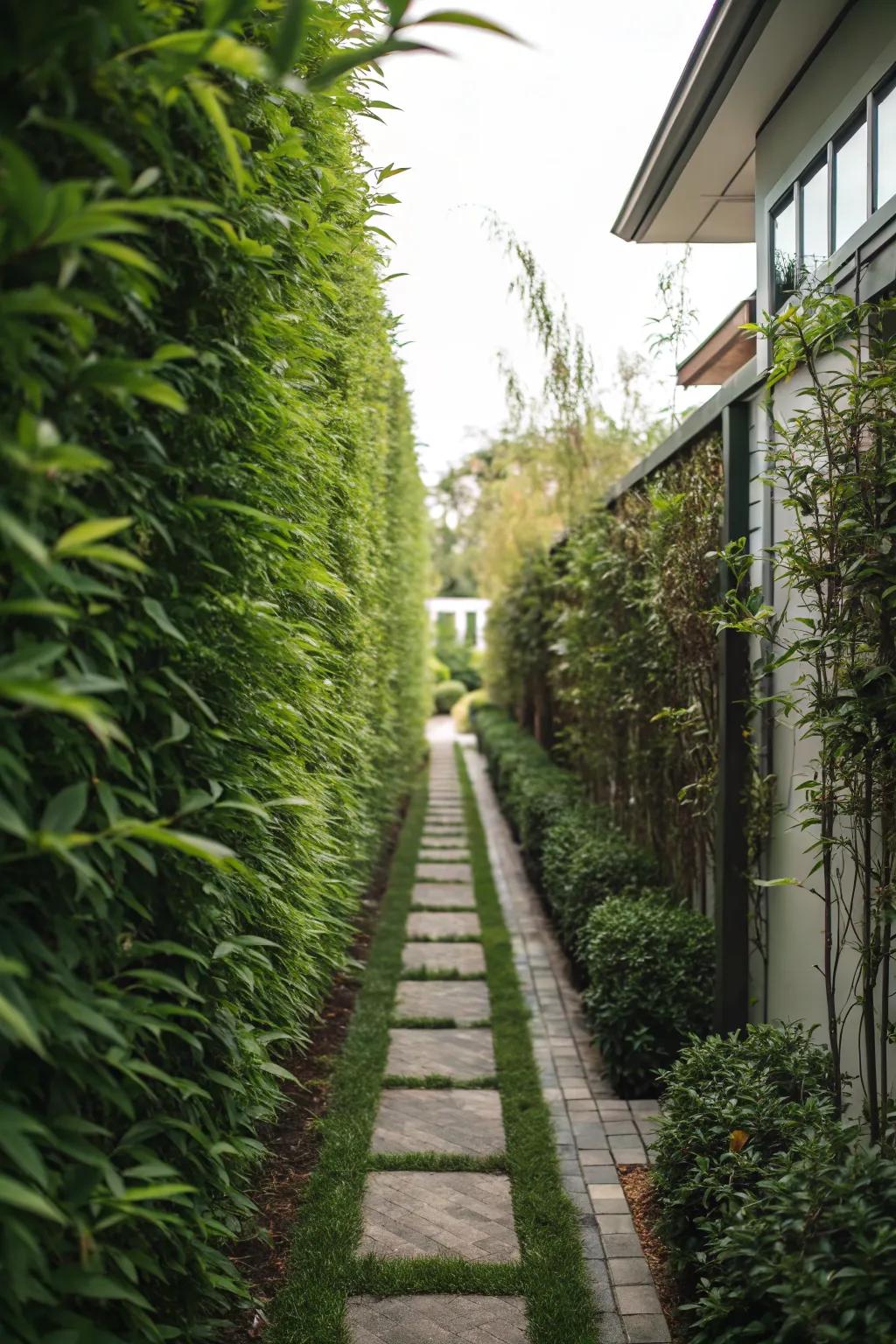 Natural privacy screens provide seclusion and beauty.