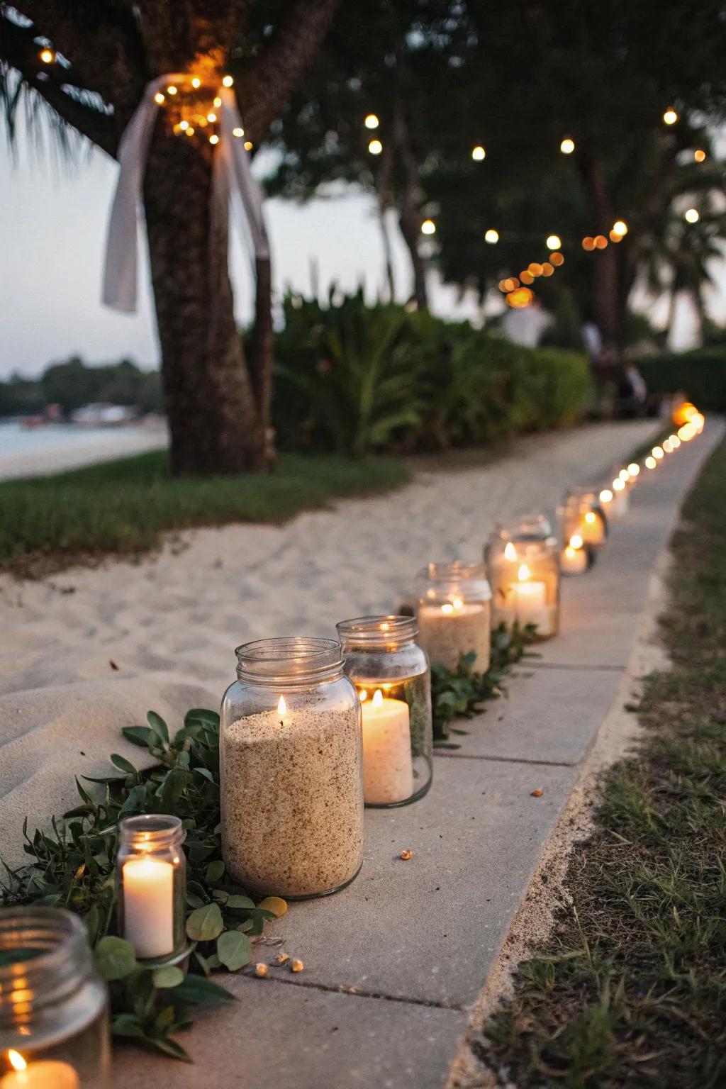 Create magical pathways with candle-lit jars.