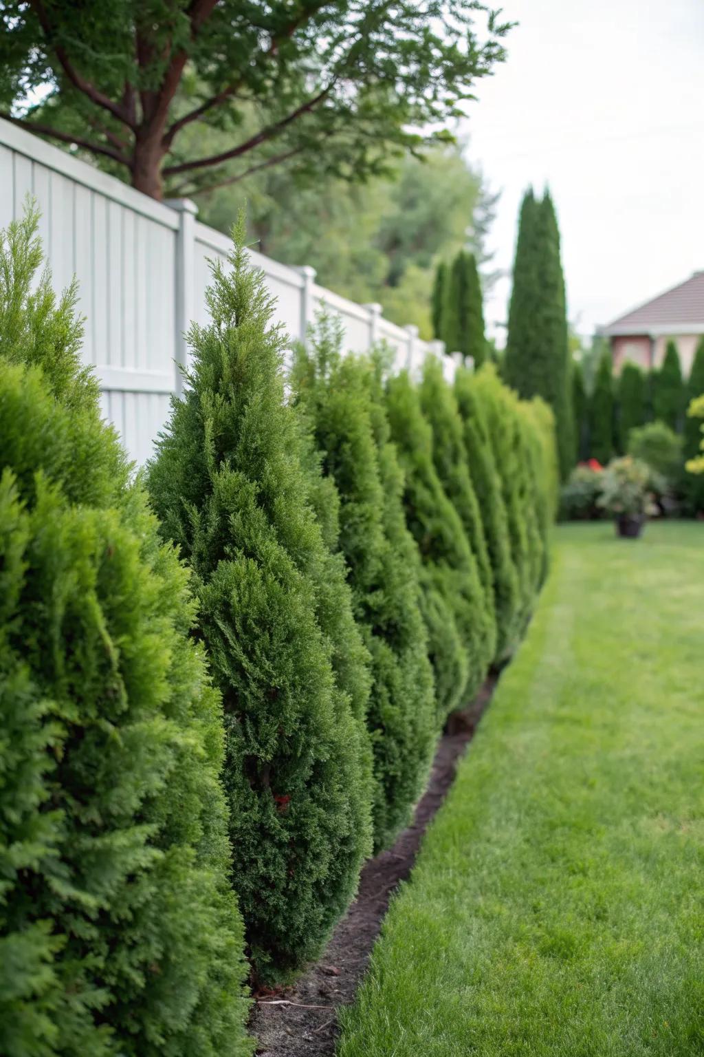 Evergreens offer year-round beauty and privacy.