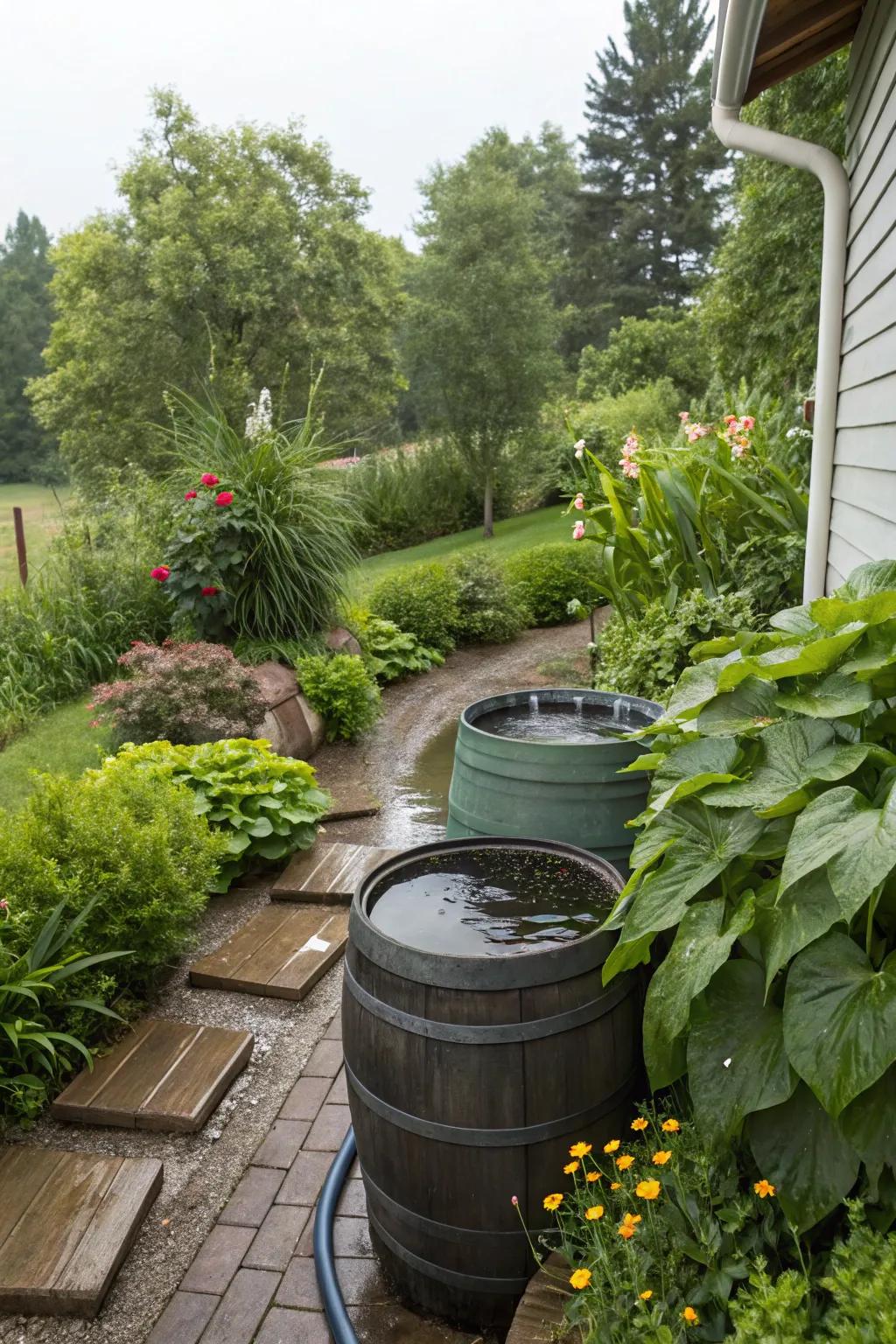 Harvesting rainwater helps maintain your garden with natural hydration.