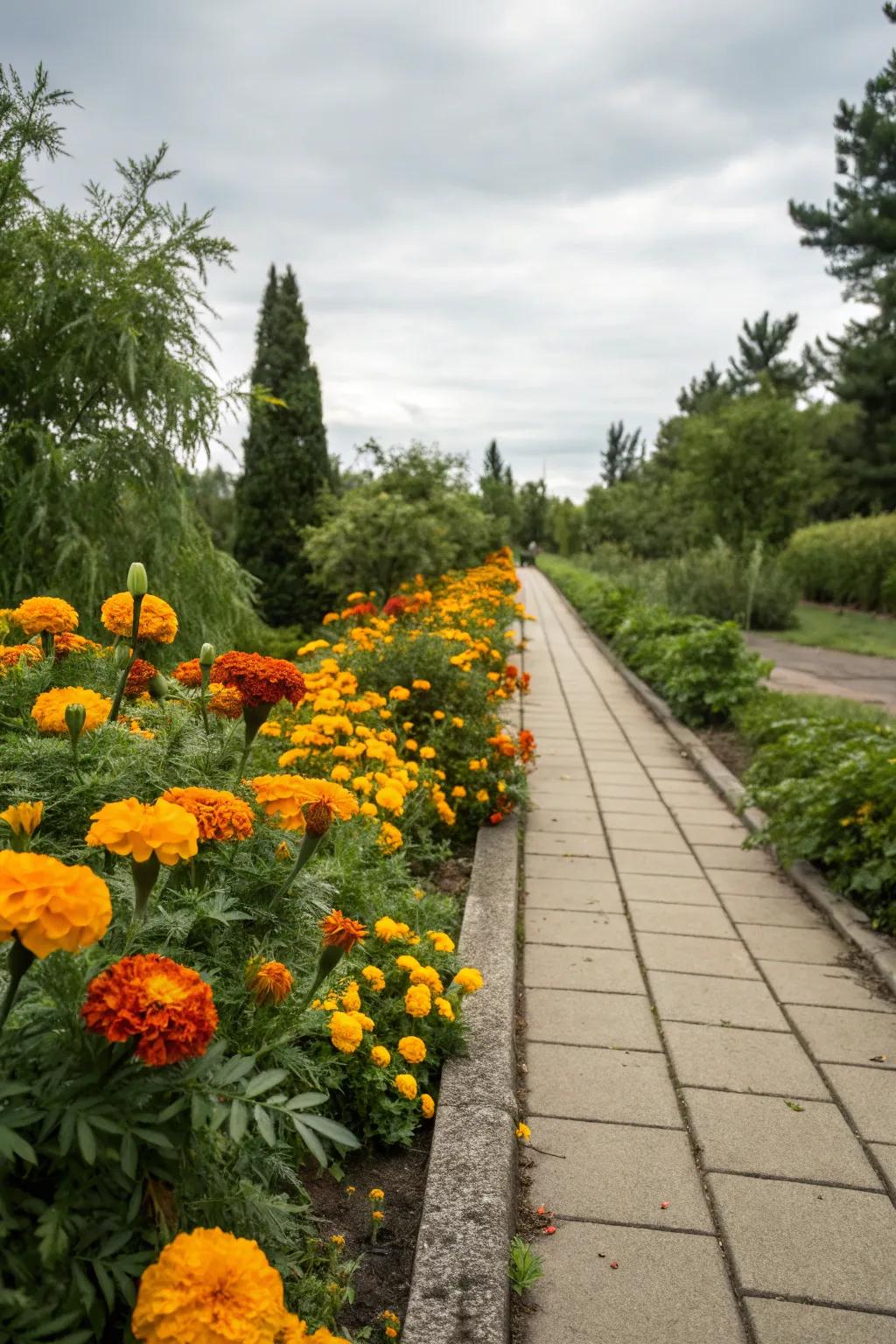 Cheerful and pest-repelling Marigolds.