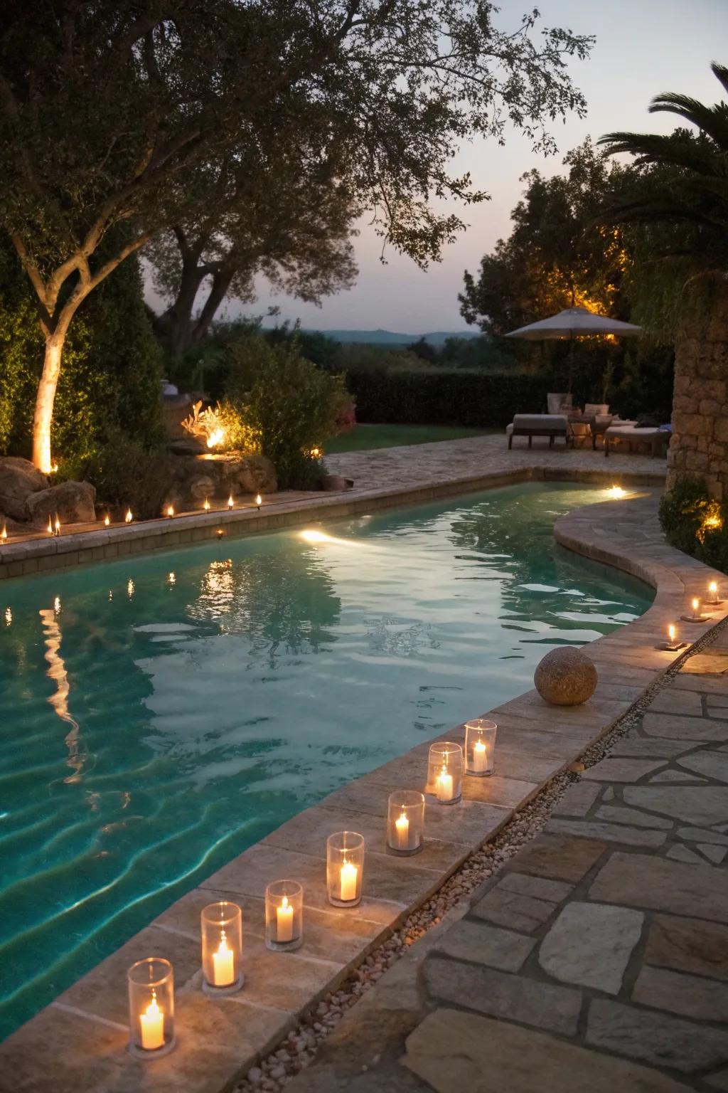 Directional lighting adds elegance and safety to pool areas.