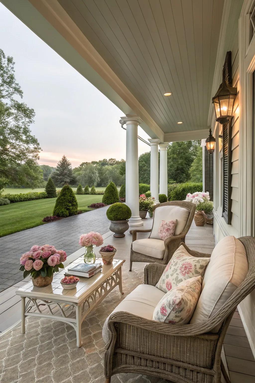 Express your style with a personalized color scheme on your luxury porch.