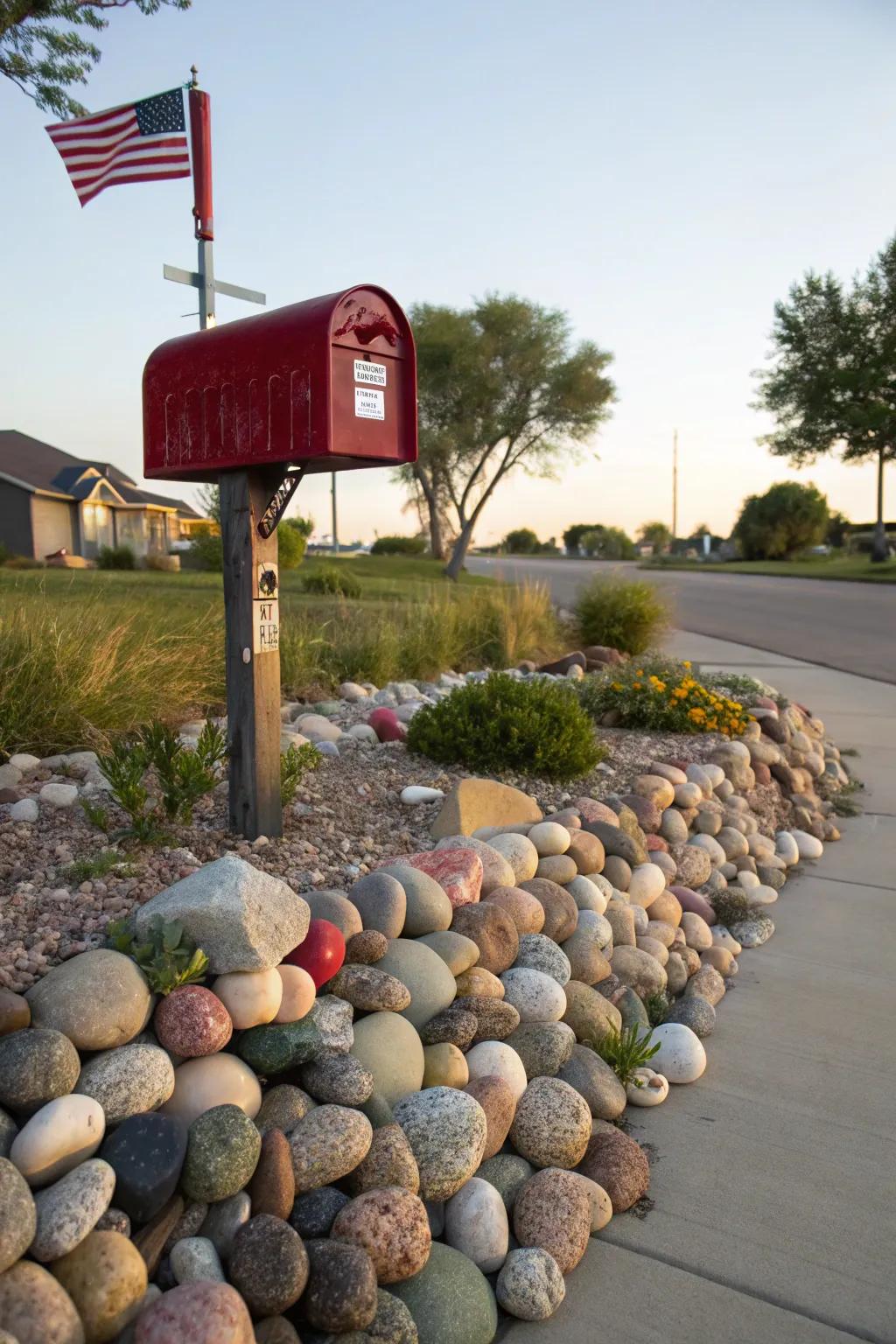 Decorative rocks provide a natural and artistic base for your mailbox.