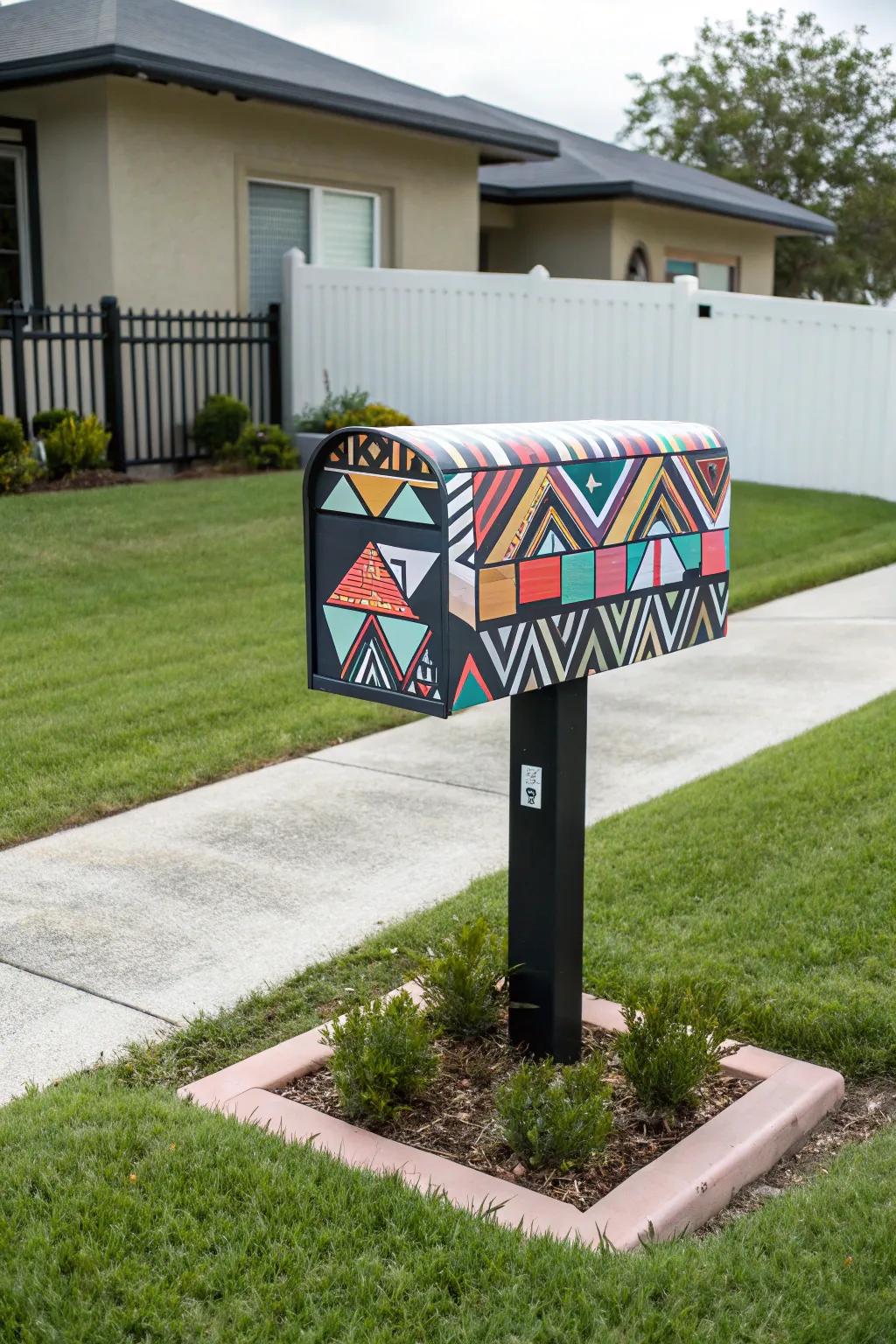 Modernize your mailbox with geometric pattern decals.