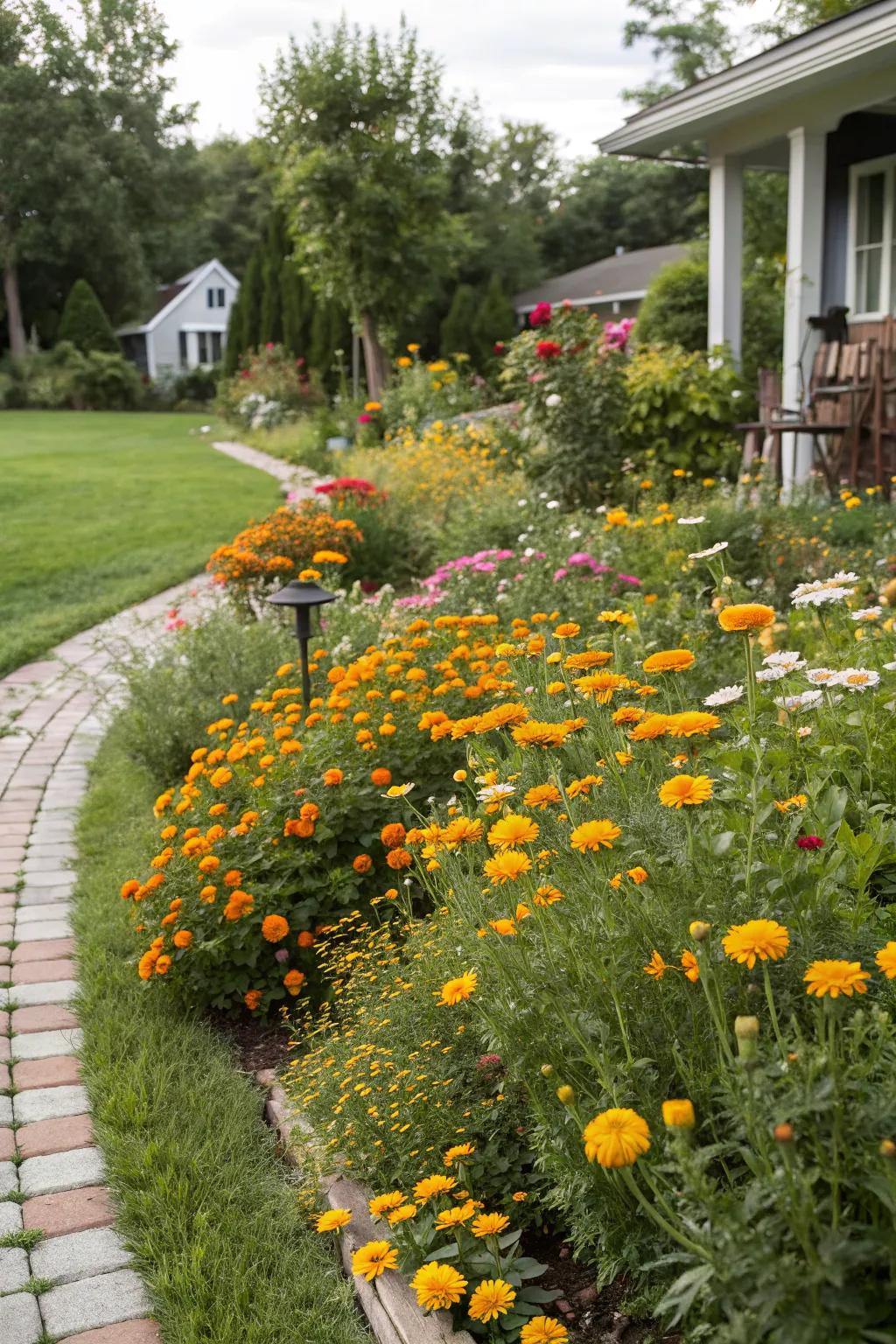 Carefree wildflower and marigold mix.