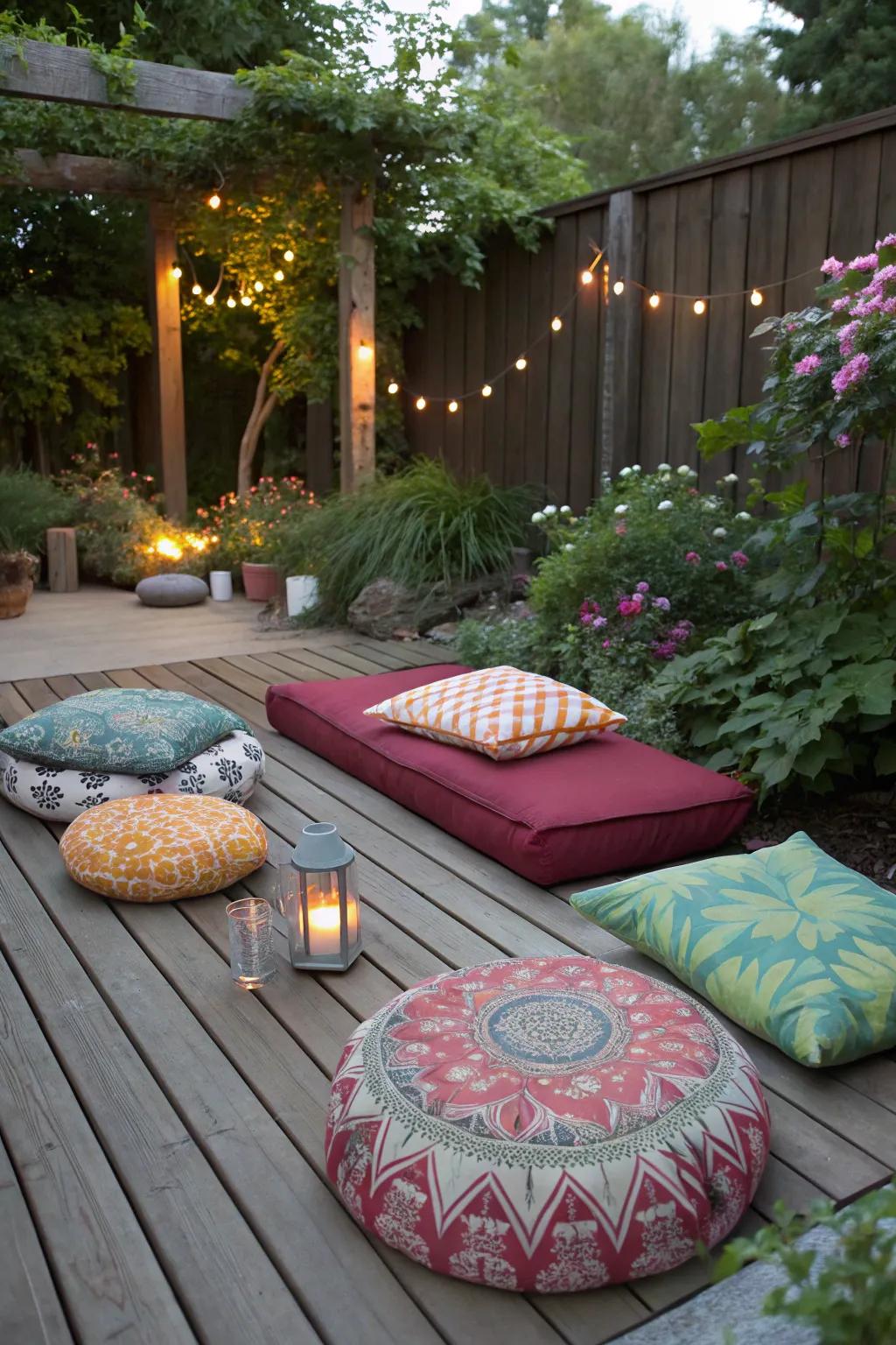 A meditation patio featuring personalized DIY elements.