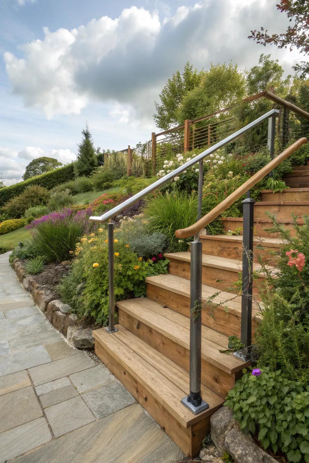 Mixed material handrails offer a personalized and unique aesthetic.