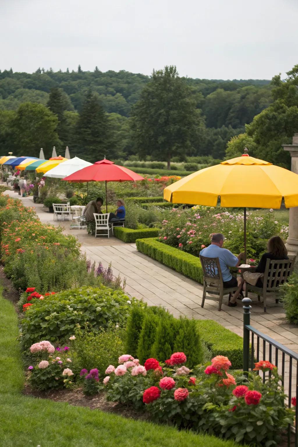 Colorful umbrellas add shade and style.