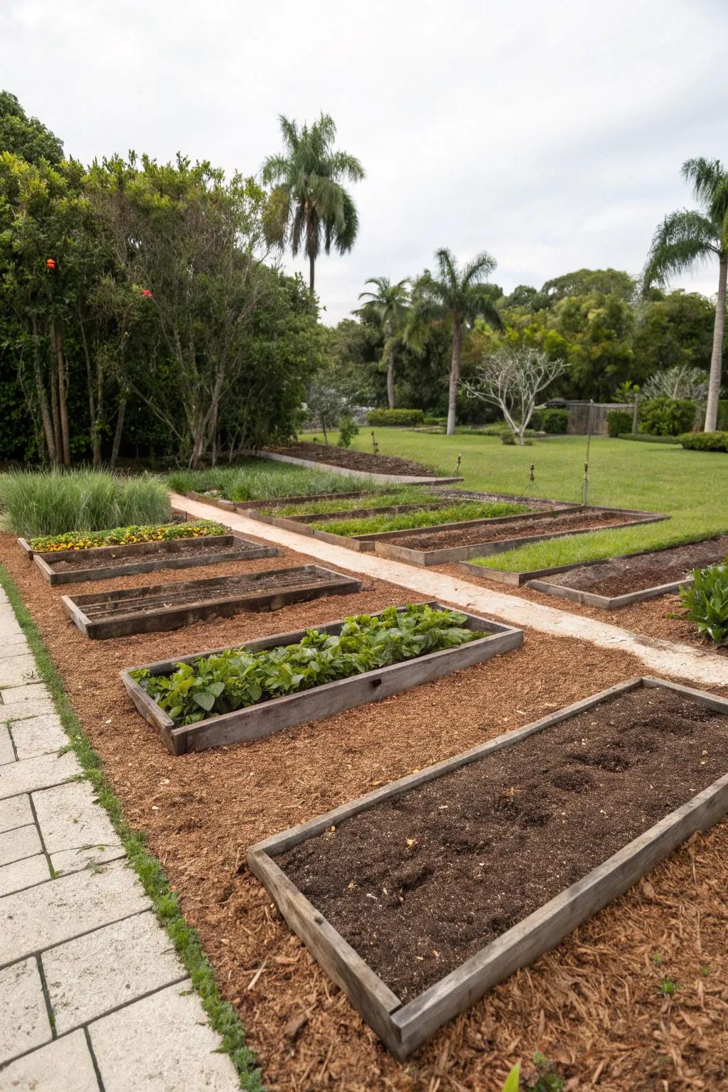 Mulch helps retain moisture and keeps garden beds looking neat.