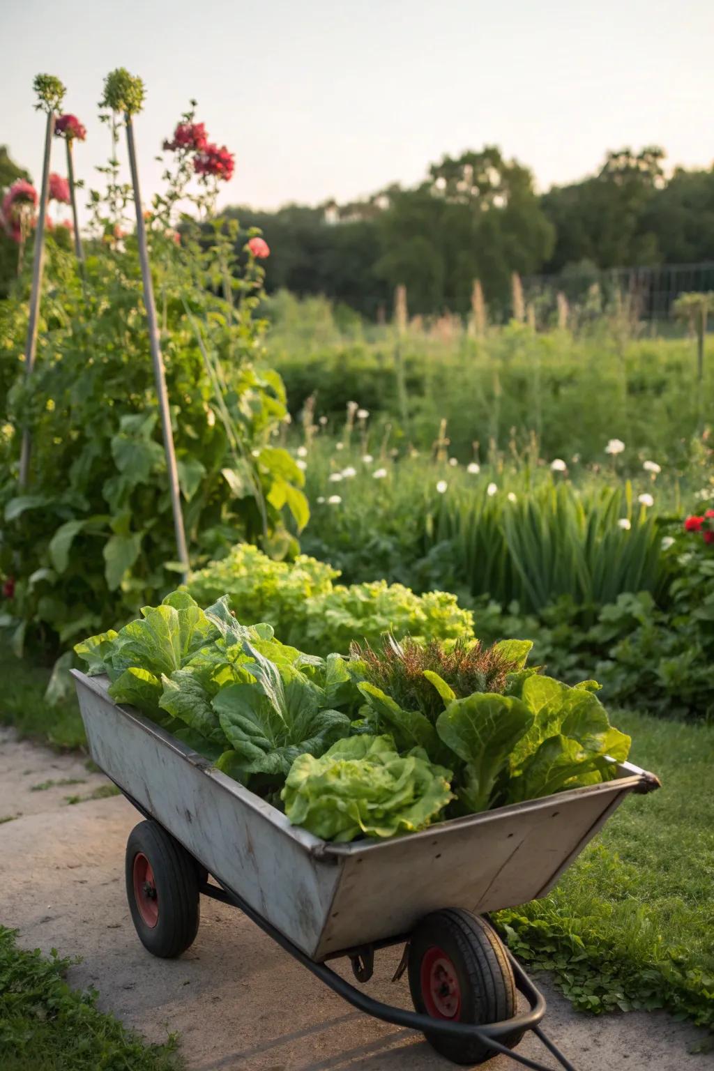 A portable salad bar offering fresh greens right at your fingertips.