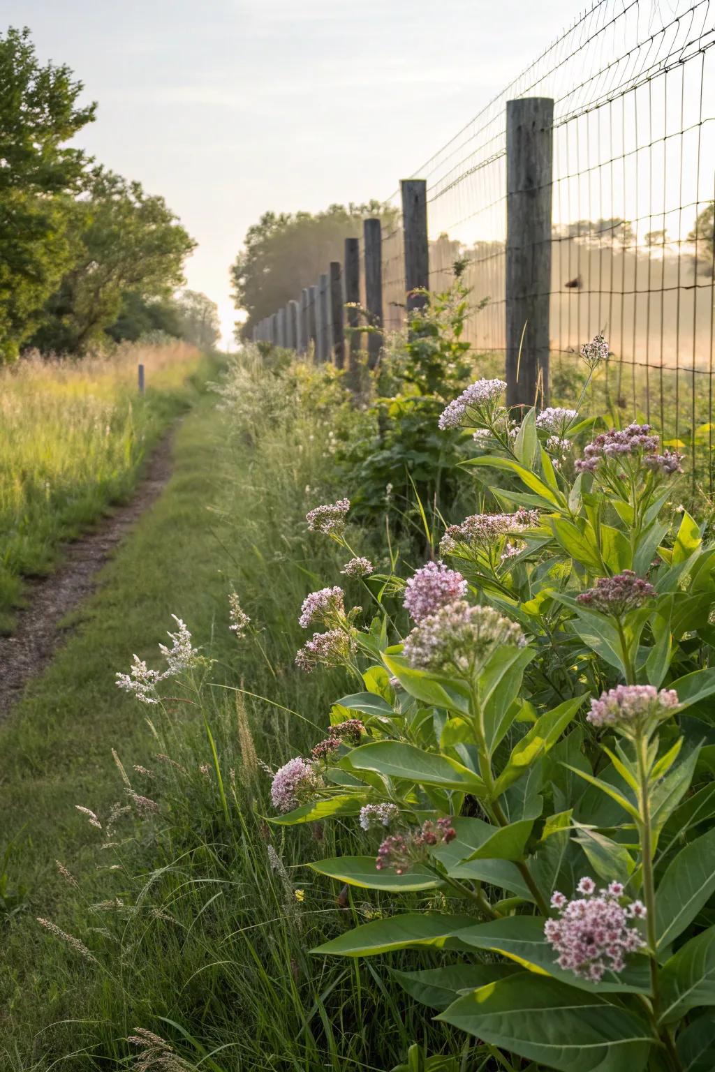 Wildlife corridors with milkweed integrate nature into landscapes.