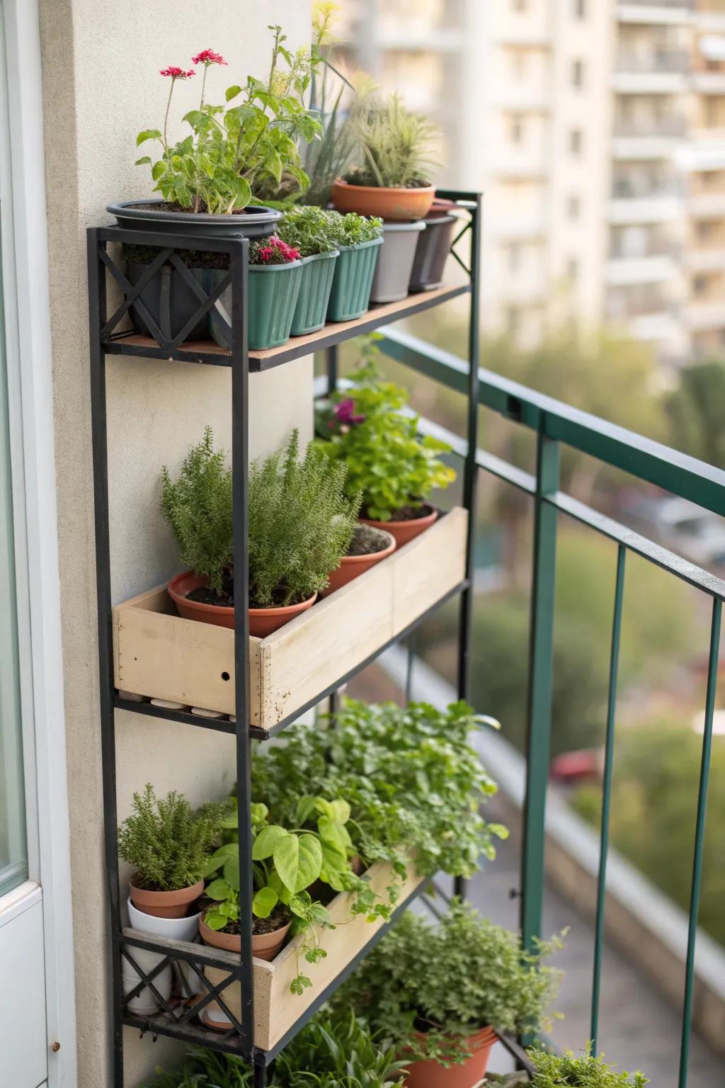 Make use of vertical space with creative shelving.