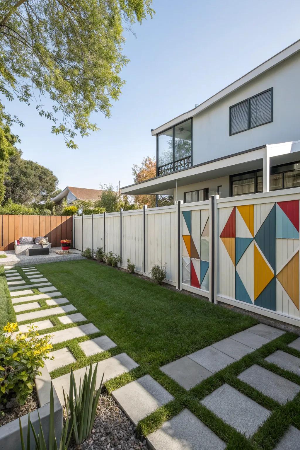 Geometric patterns add a modern artistic touch.