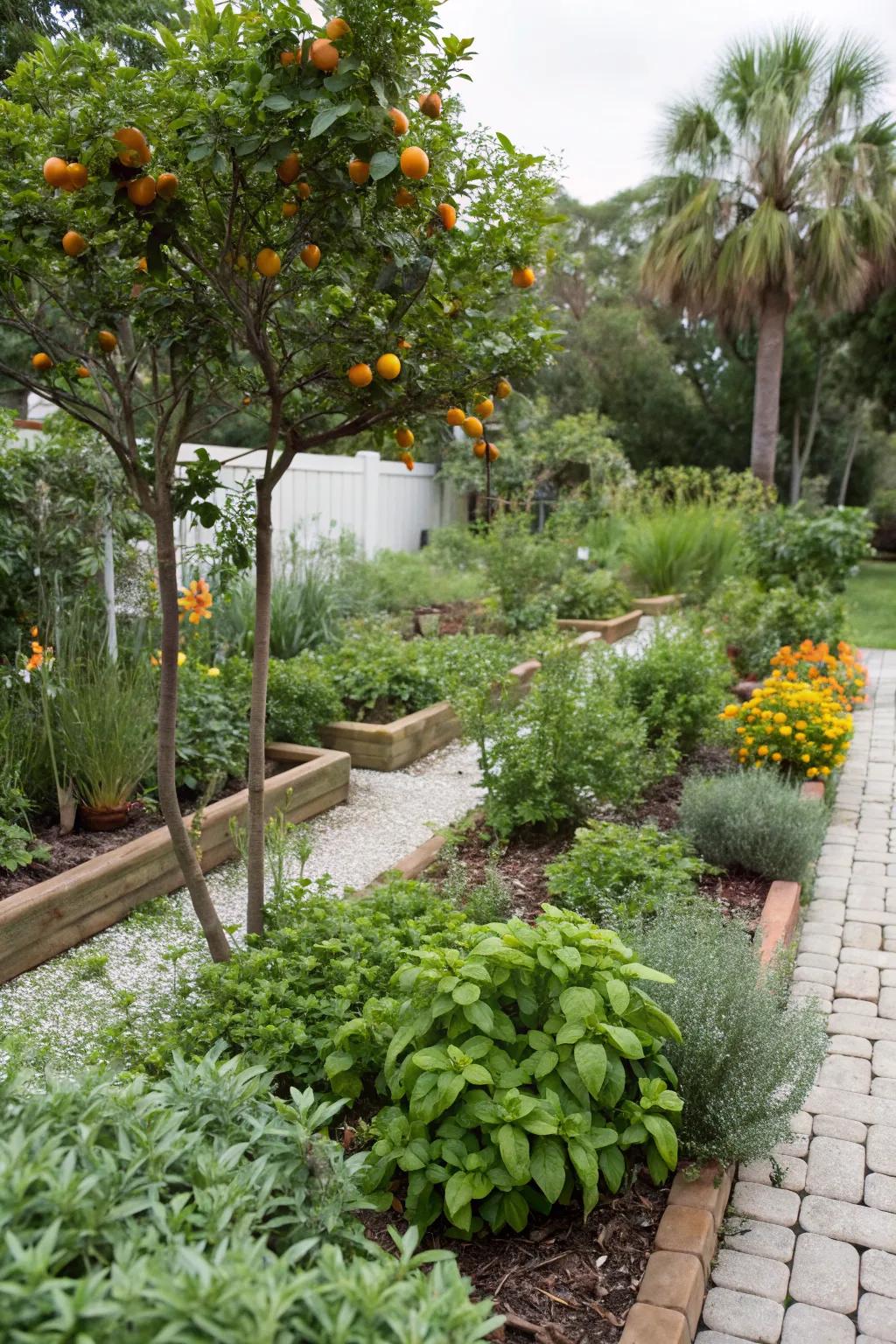 Edible landscaping combining beauty and utility.