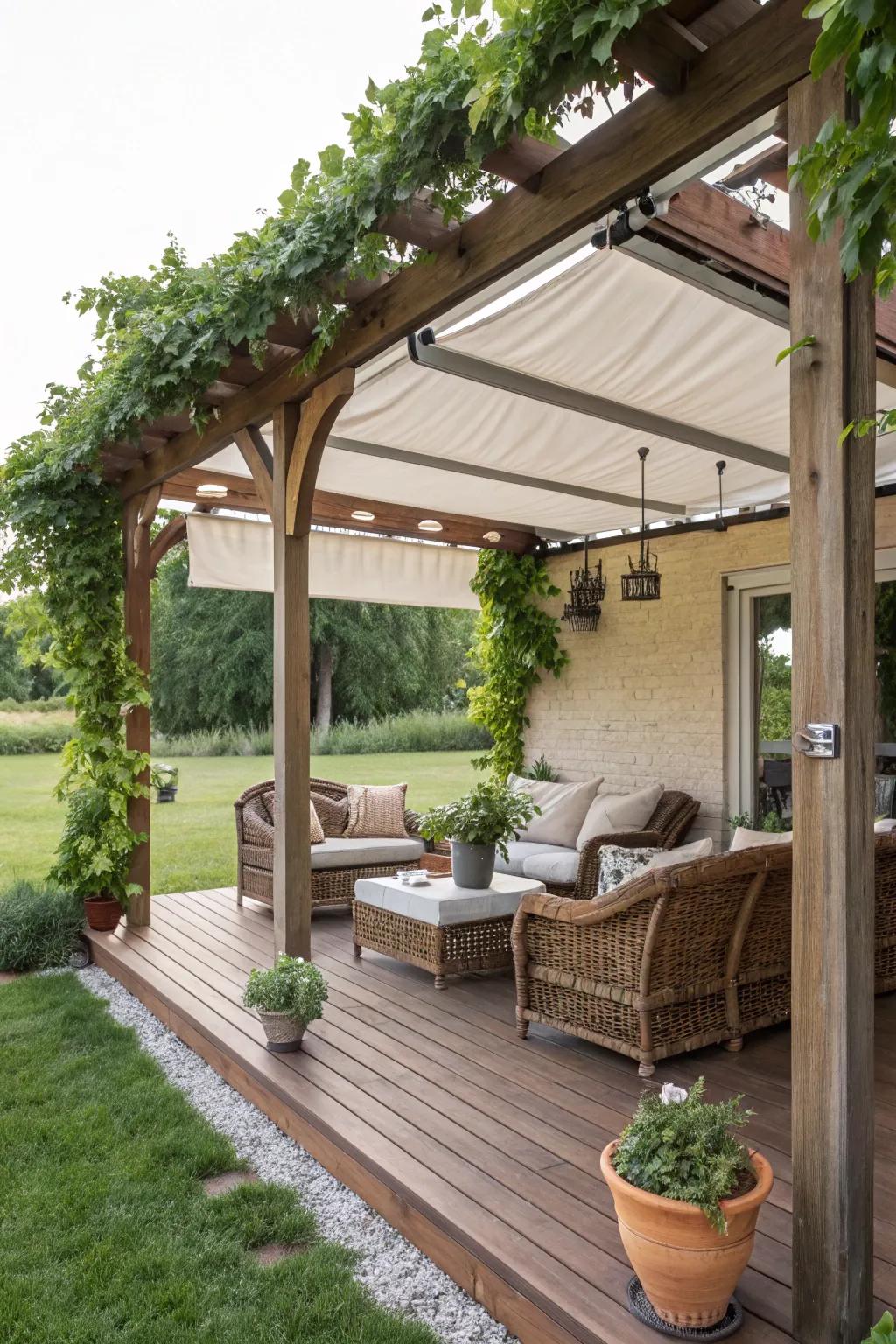 Adapt your pergola to the weather with a retractable canopy.