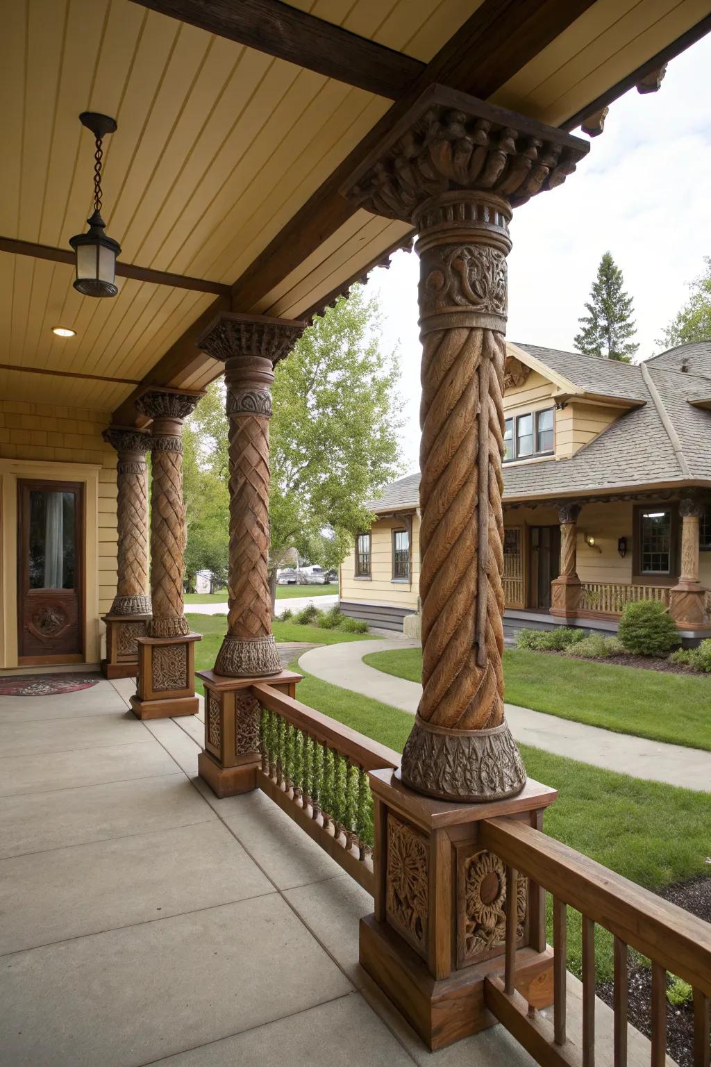 Roped columns add unique texture and character.
