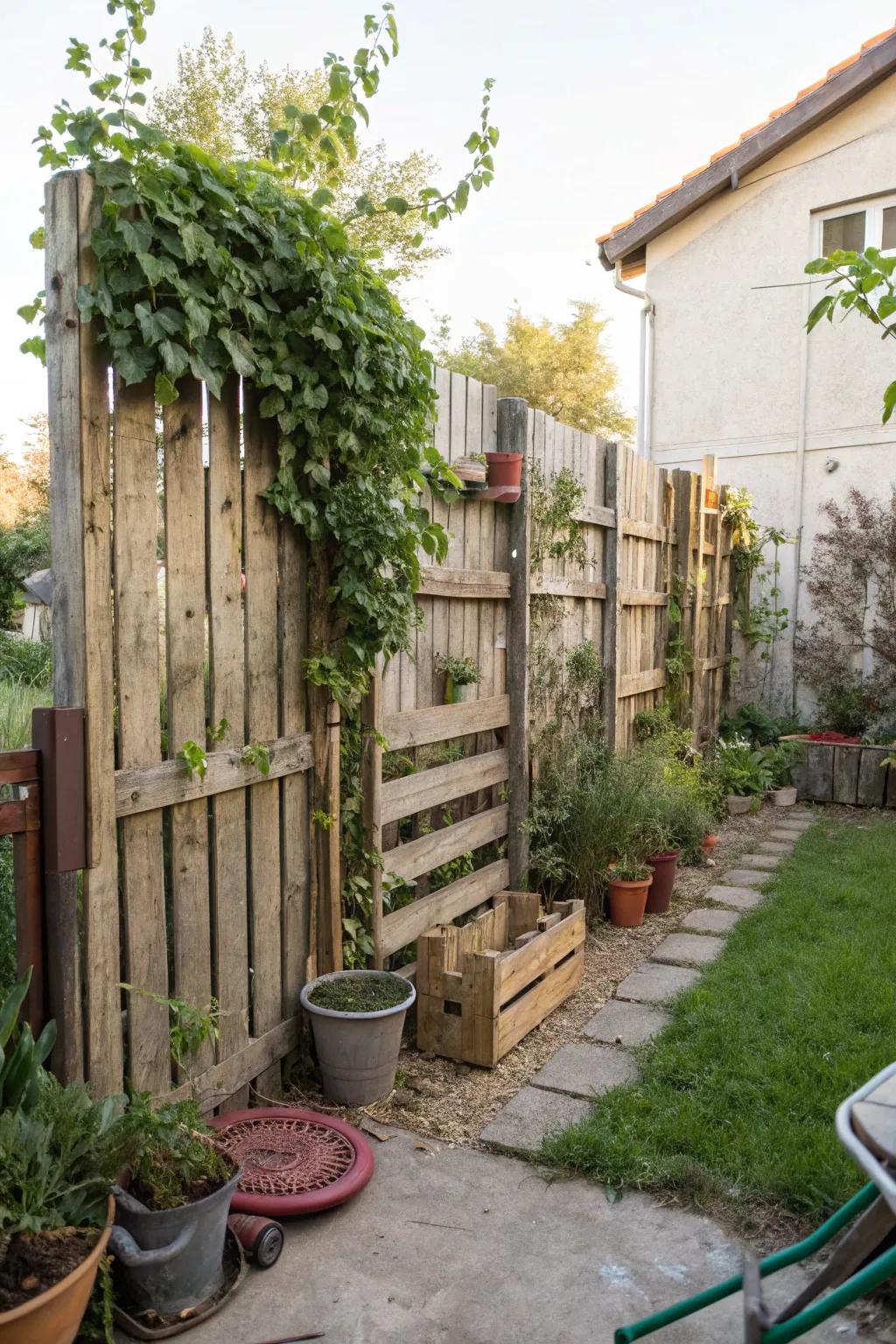 Pallet fences bring a rustic, charming vibe to your outdoor space.