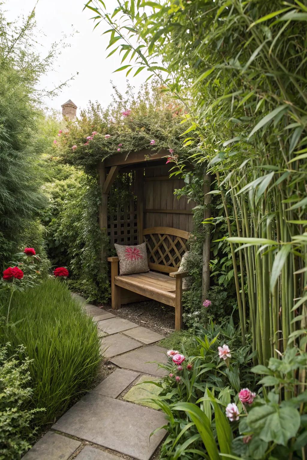 A secret garden nook offers a private retreat in your backyard.