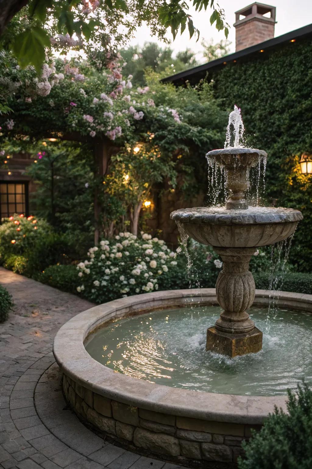 Enjoy the serene sound of a quiet water feature.