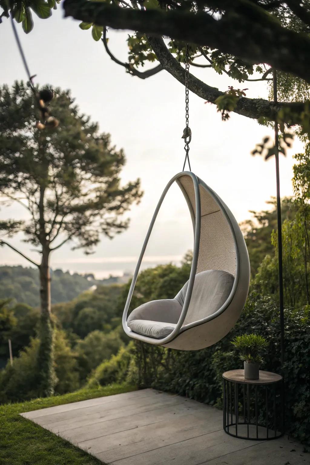 Add a whimsical touch with a hanging chair.