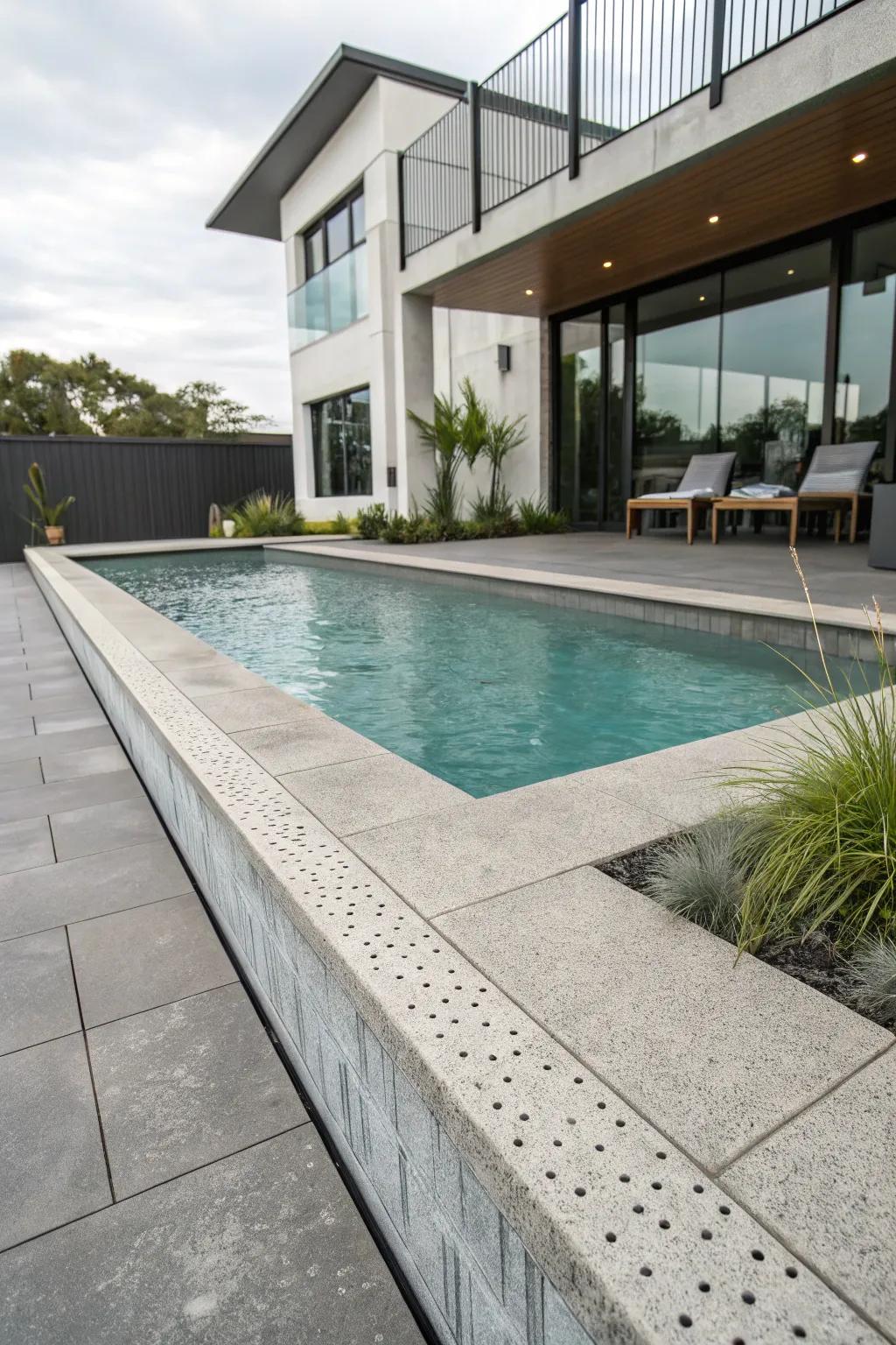 Textured concrete combines style with safety.